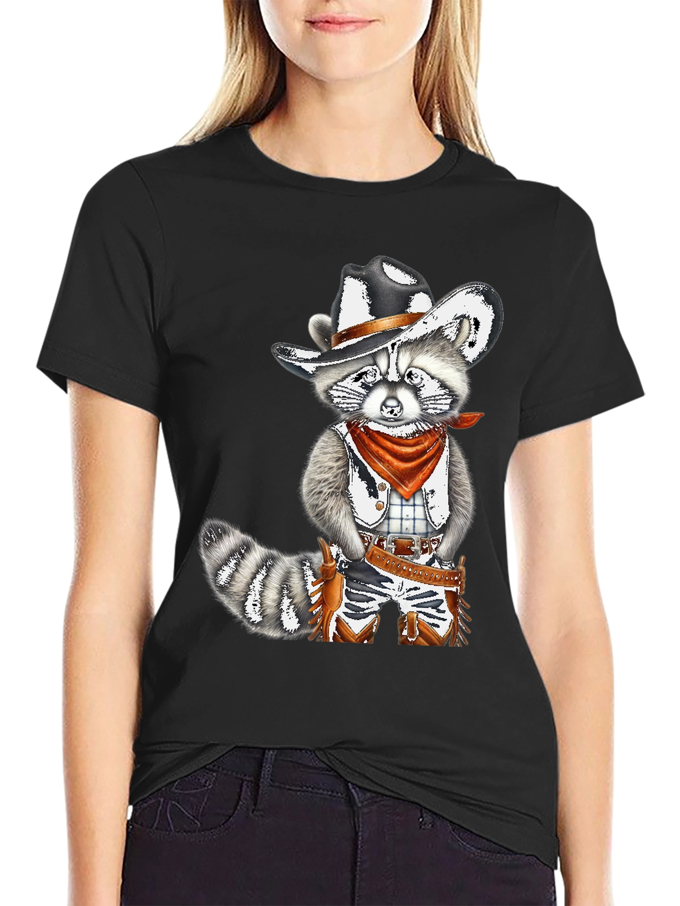 Cowboy Raccoon Graphic Tee - Western Style Shirt