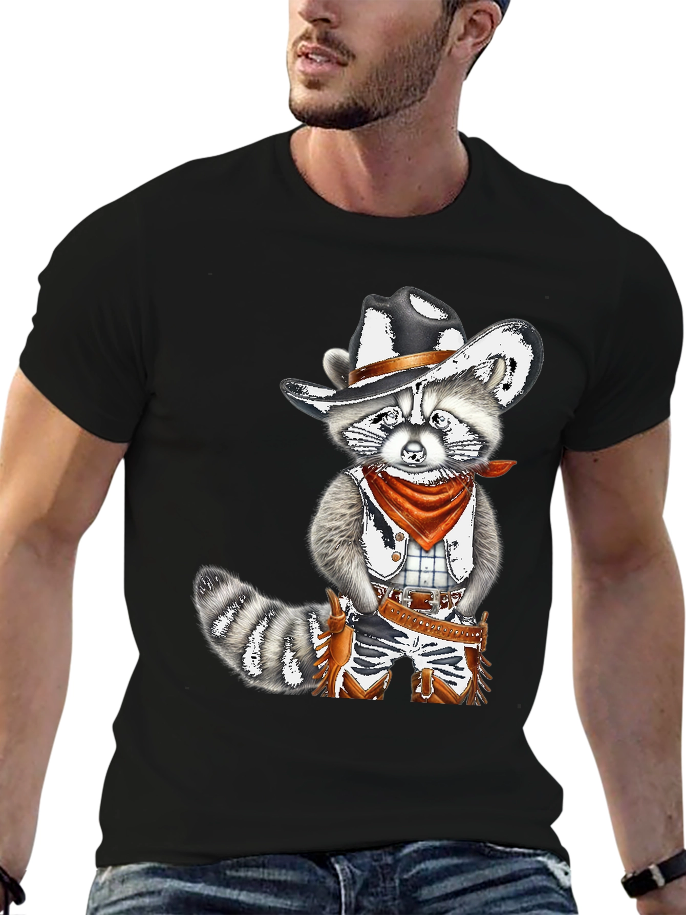 Cowboy Raccoon Graphic Tee - Western Style Shirt