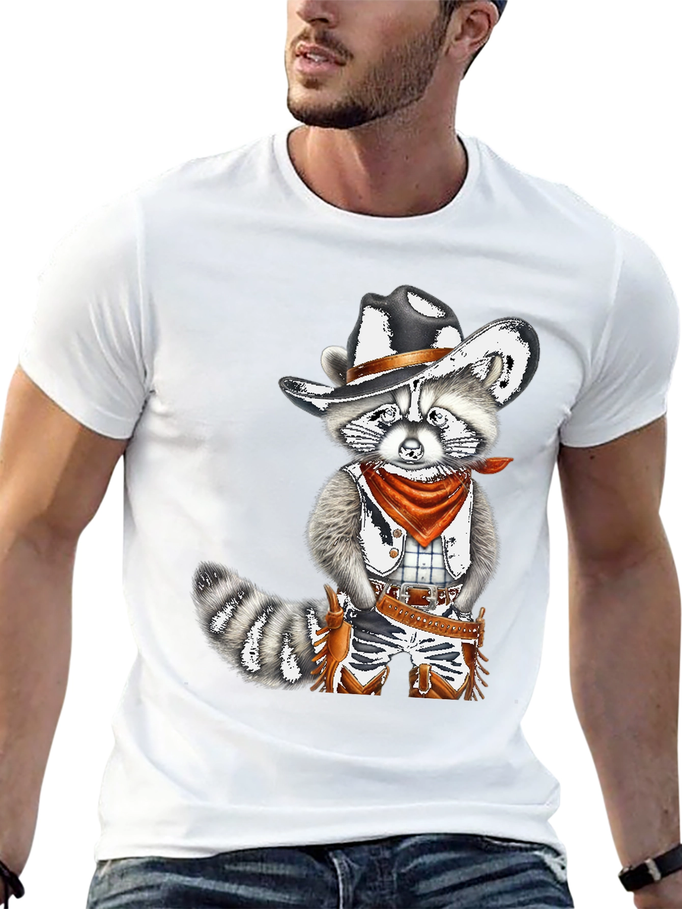 Cowboy Raccoon Graphic Tee - Western Style Shirt