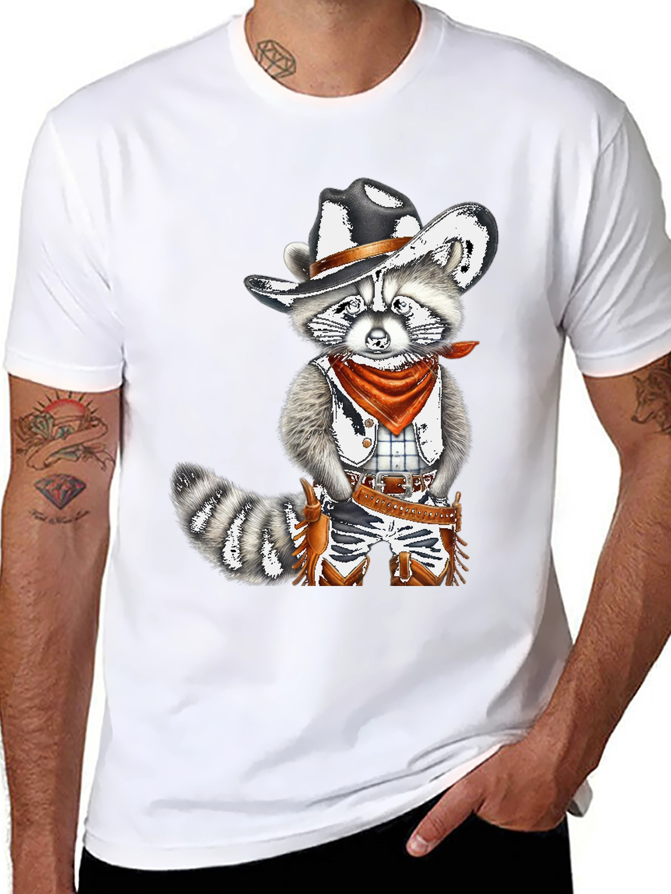 Cowboy Raccoon Graphic Tee - Western Style Shirt