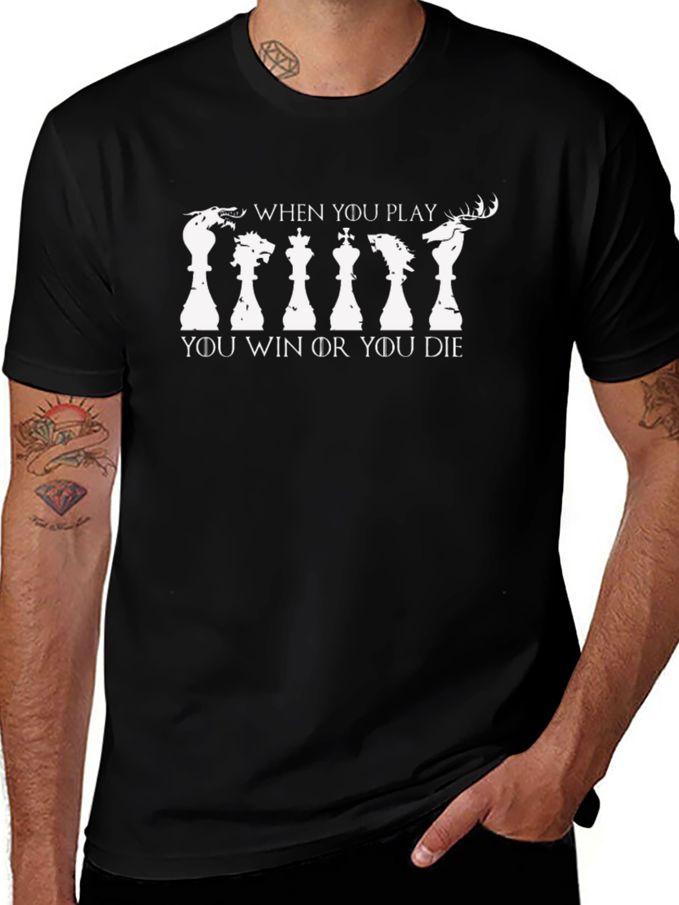 Game of Thrones Chess Mens Black T-Shirt