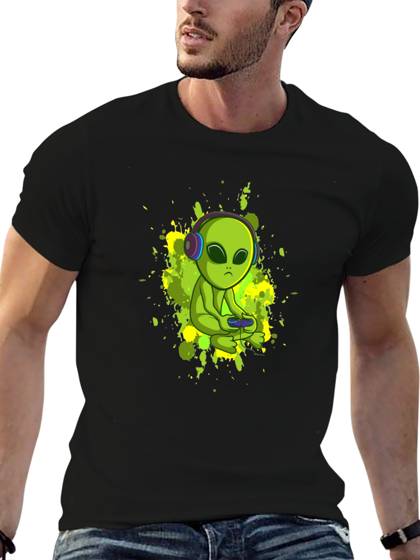 Alien Gamer Black T-Shirt