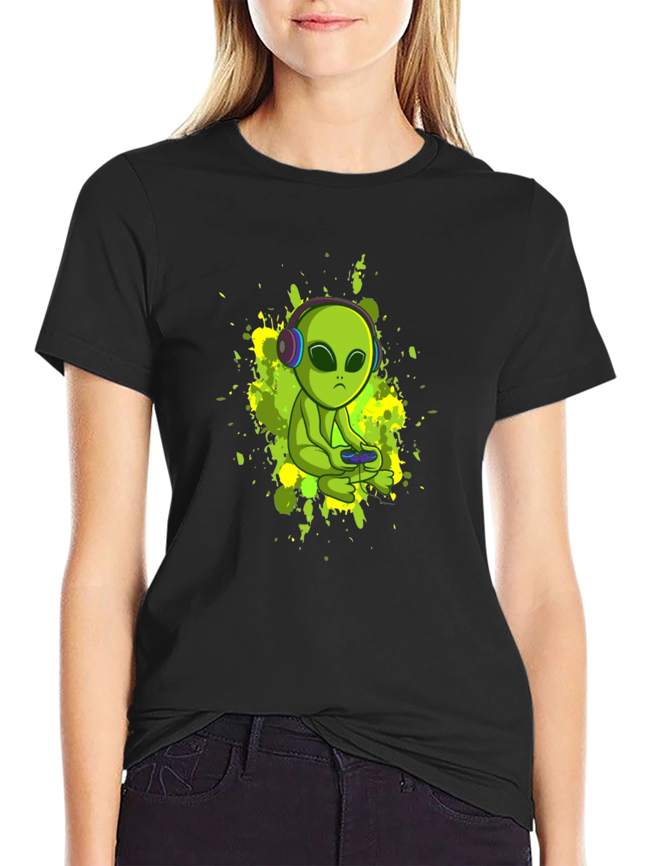 Alien Gamer Black T-Shirt