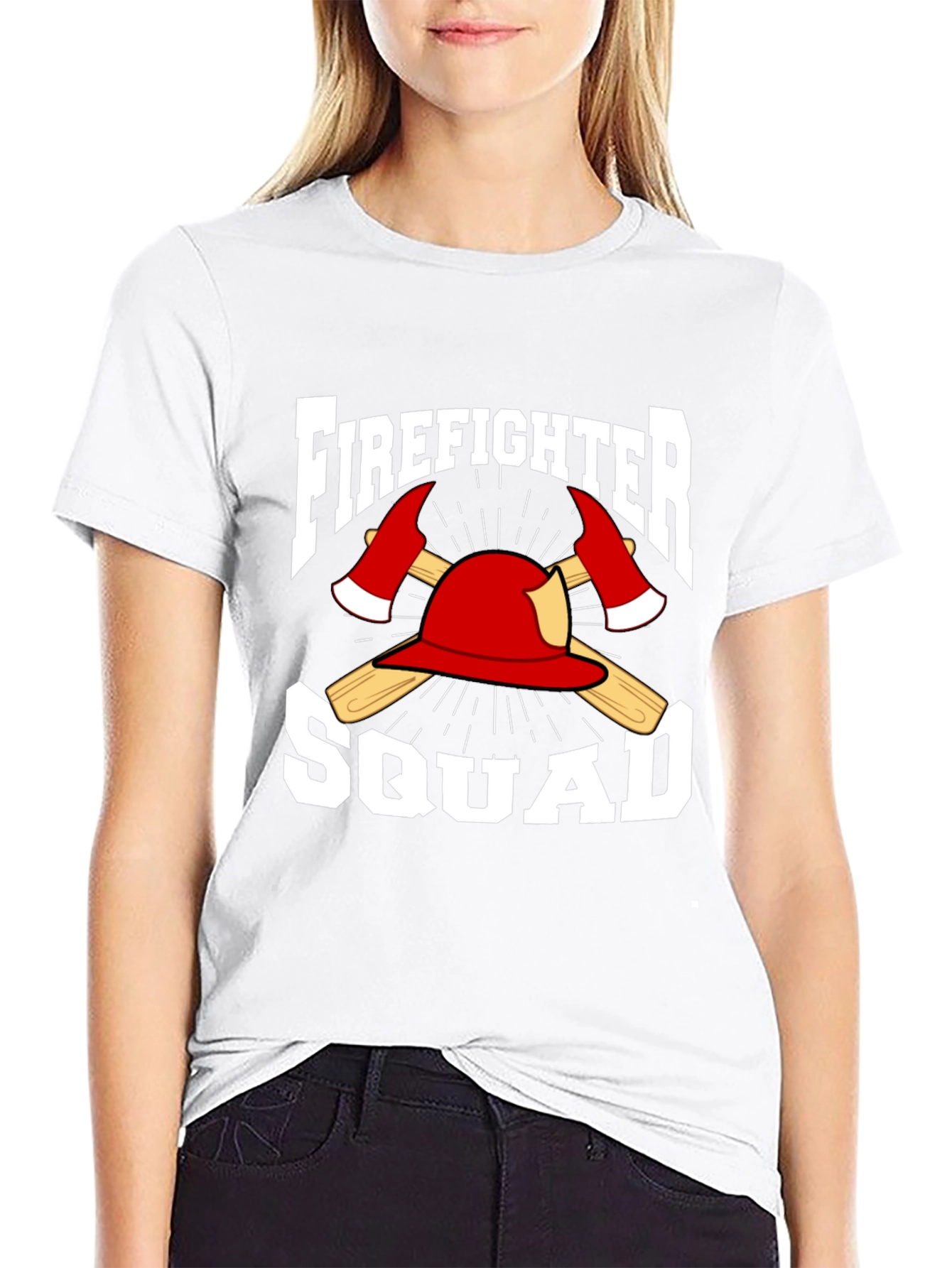 Firefighter Squad T-Shirt - Axe & Helmet Graphic Tee