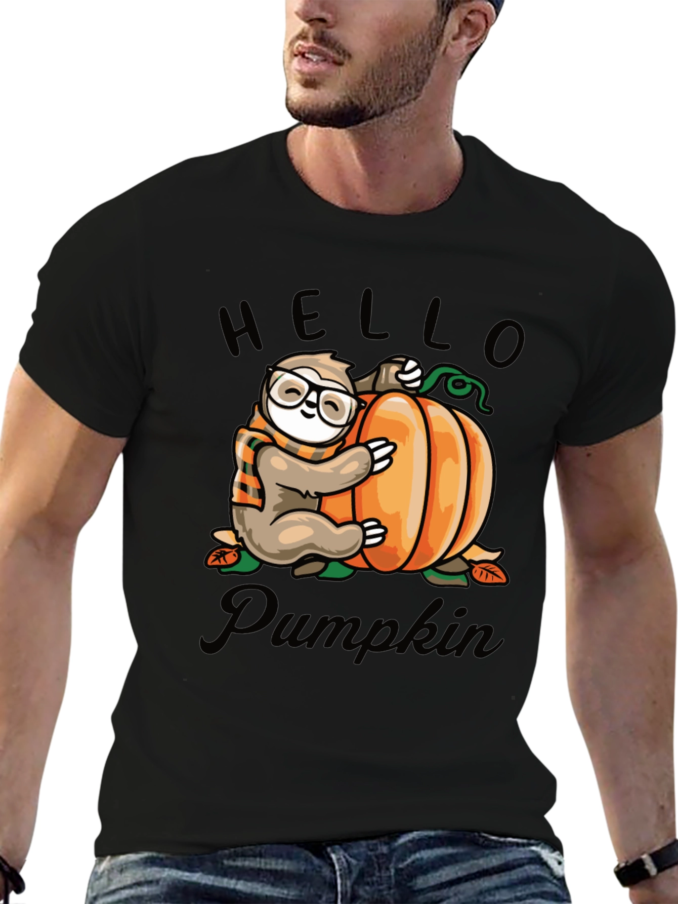 Sloth & Pumpkin Graphic Tee - Hello Pumpkin T-Shirt