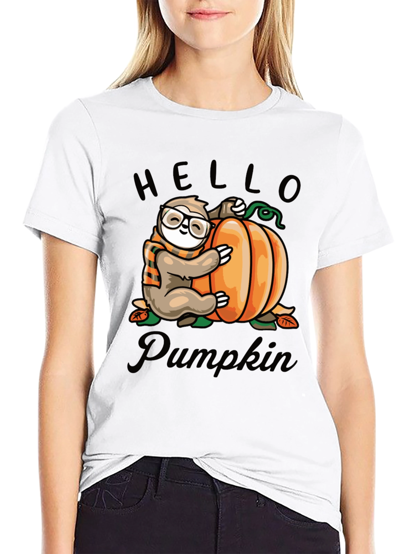 Sloth & Pumpkin Graphic Tee - Hello Pumpkin T-Shirt