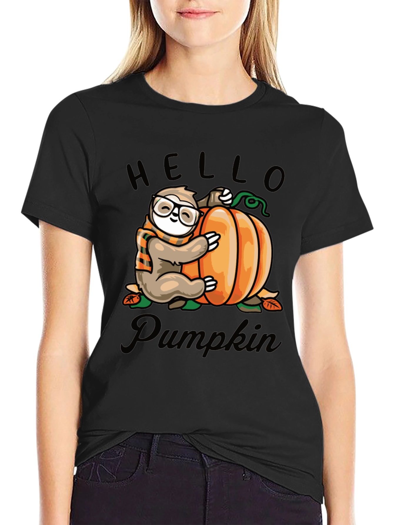 Sloth & Pumpkin Graphic Tee - Hello Pumpkin T-Shirt