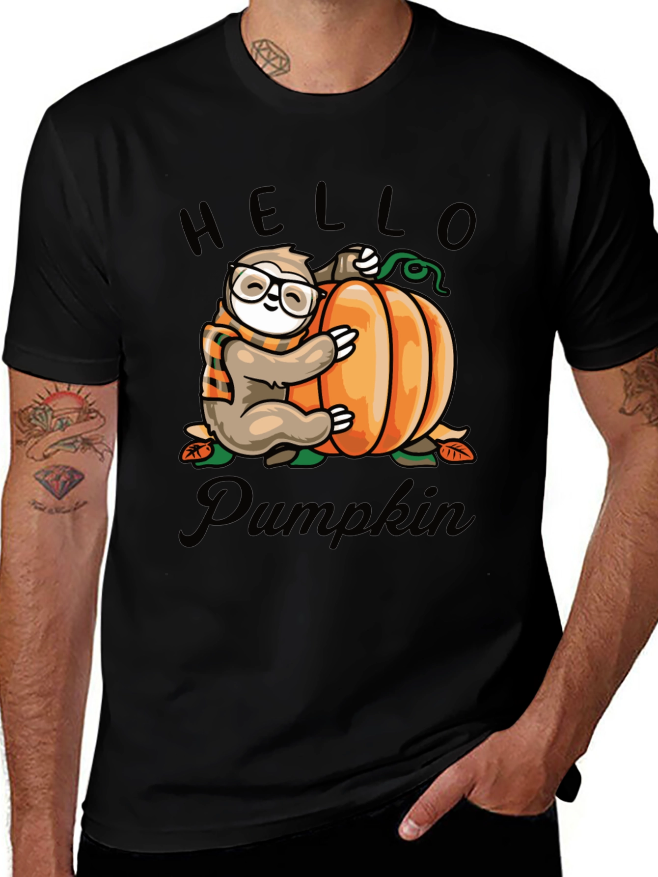 Sloth & Pumpkin Graphic Tee - Hello Pumpkin T-Shirt