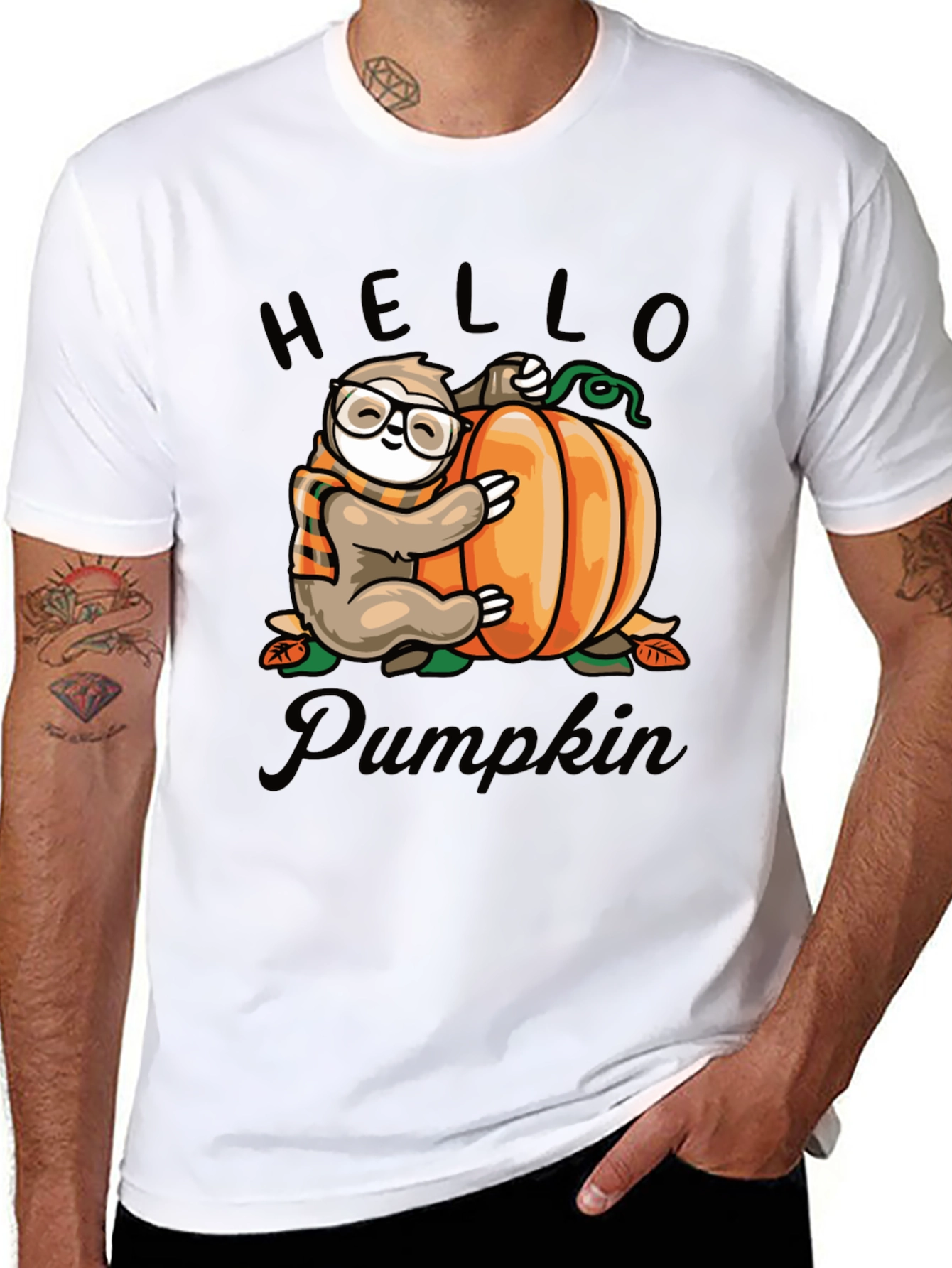 Sloth & Pumpkin Graphic Tee - Hello Pumpkin T-Shirt