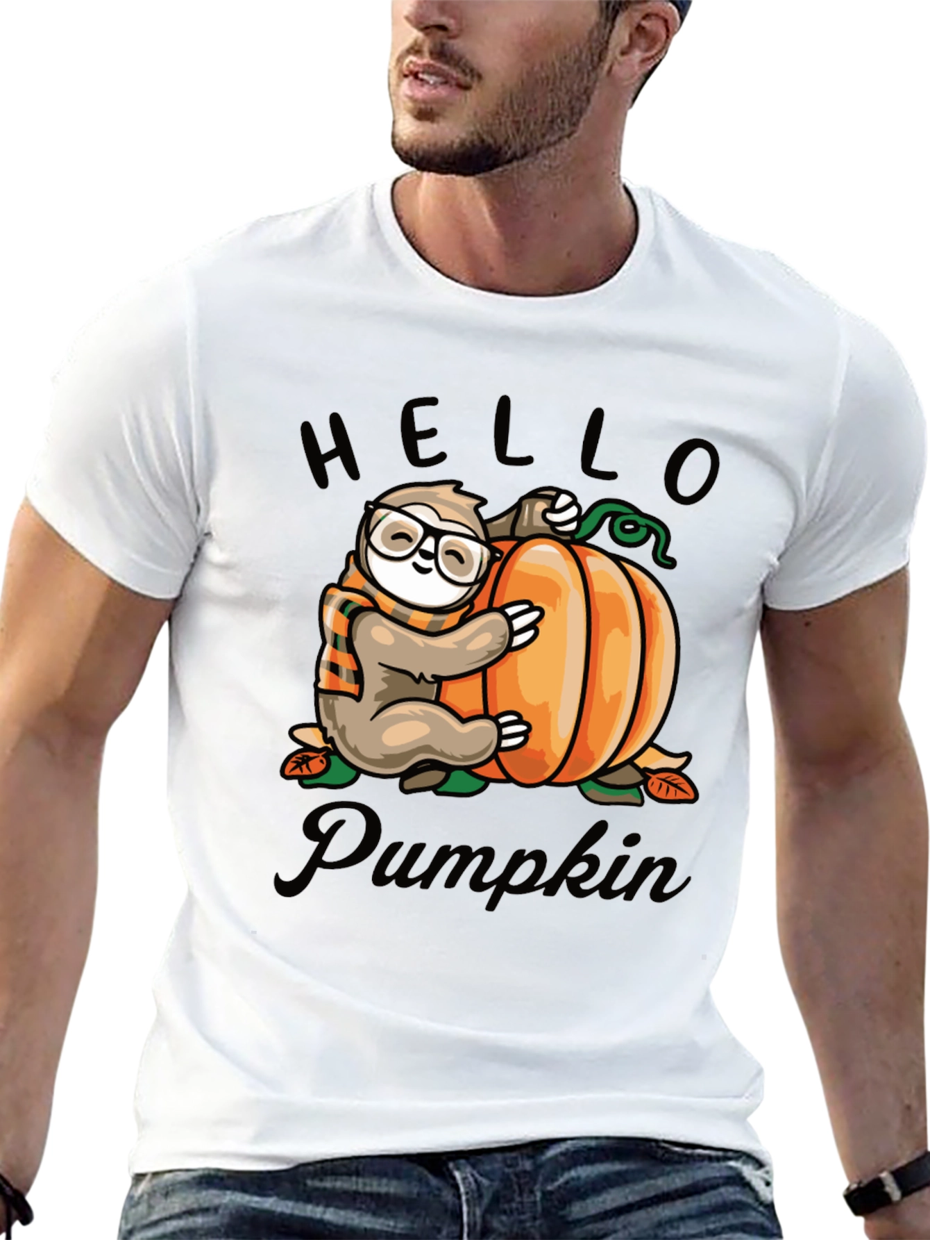 Sloth & Pumpkin Graphic Tee - Hello Pumpkin T-Shirt