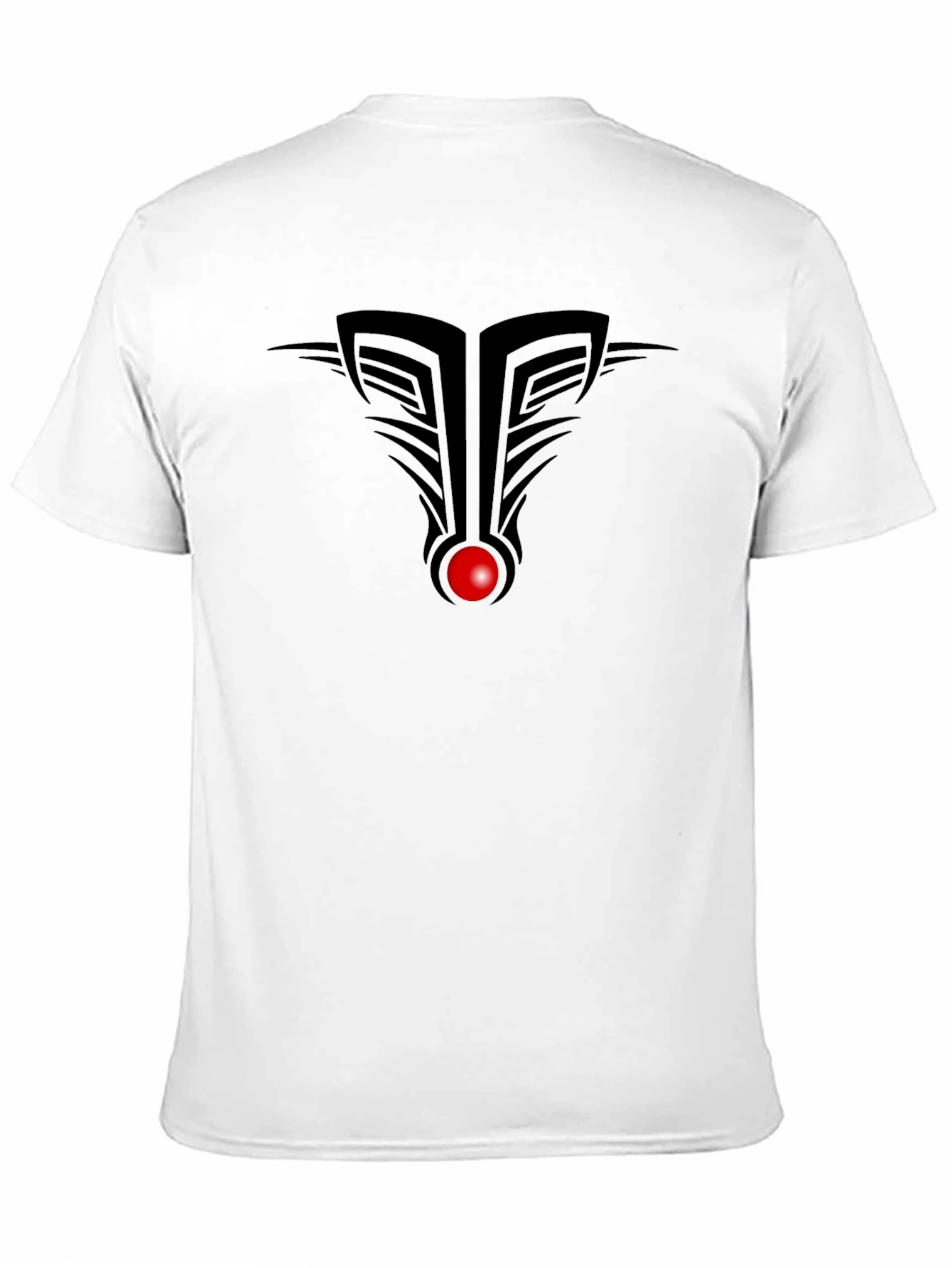 Modern Tribal Black T-Shirt with Red Accent