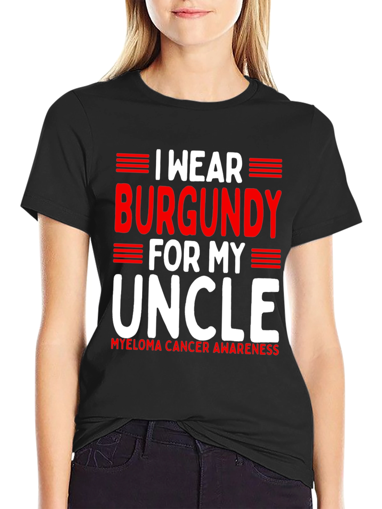Burgundy Uncle Cancer Awareness Tee