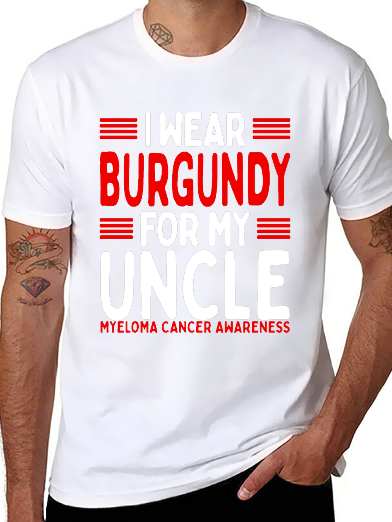 Burgundy Uncle Cancer Awareness Tee