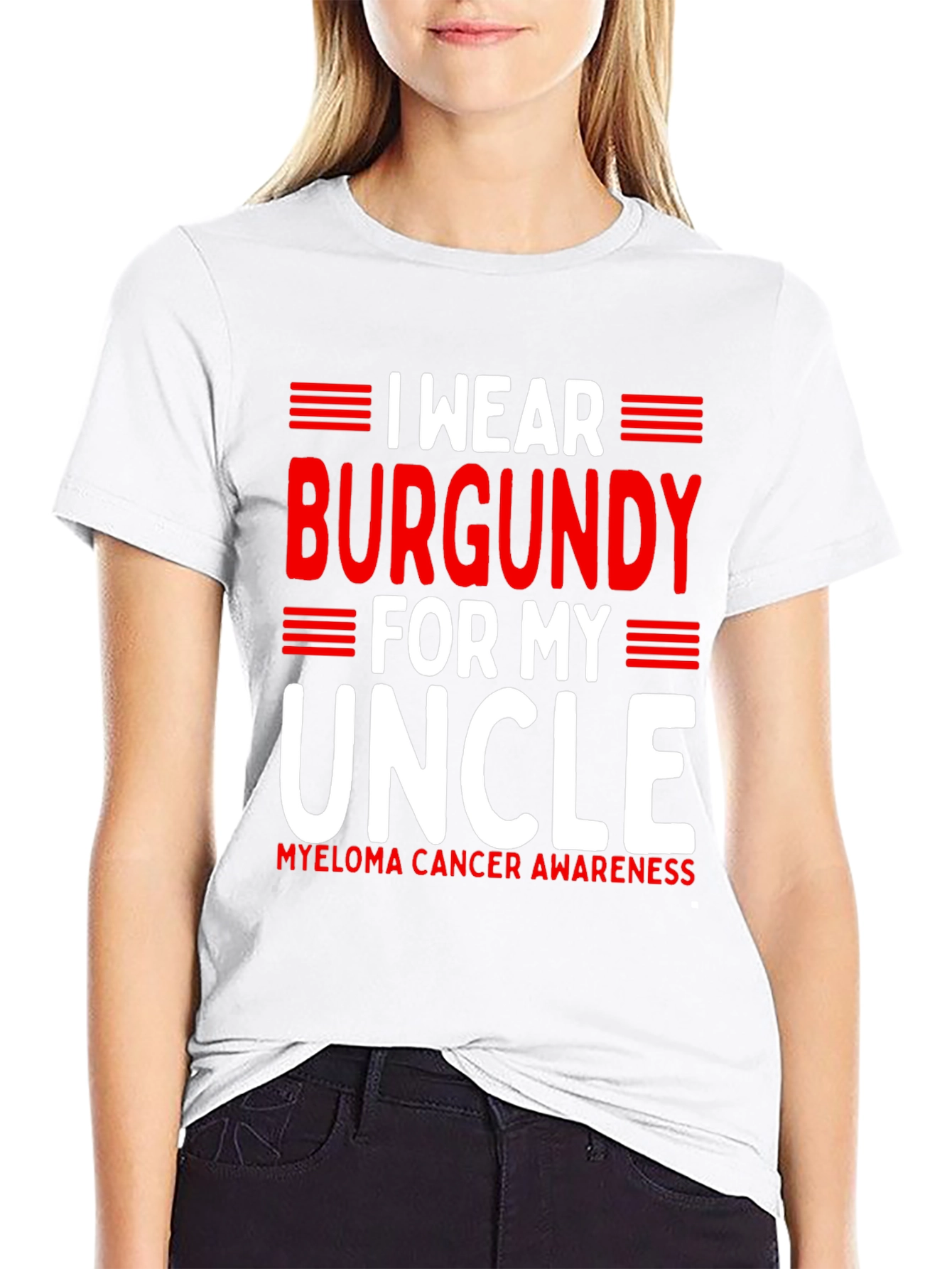 Burgundy Uncle Cancer Awareness Tee