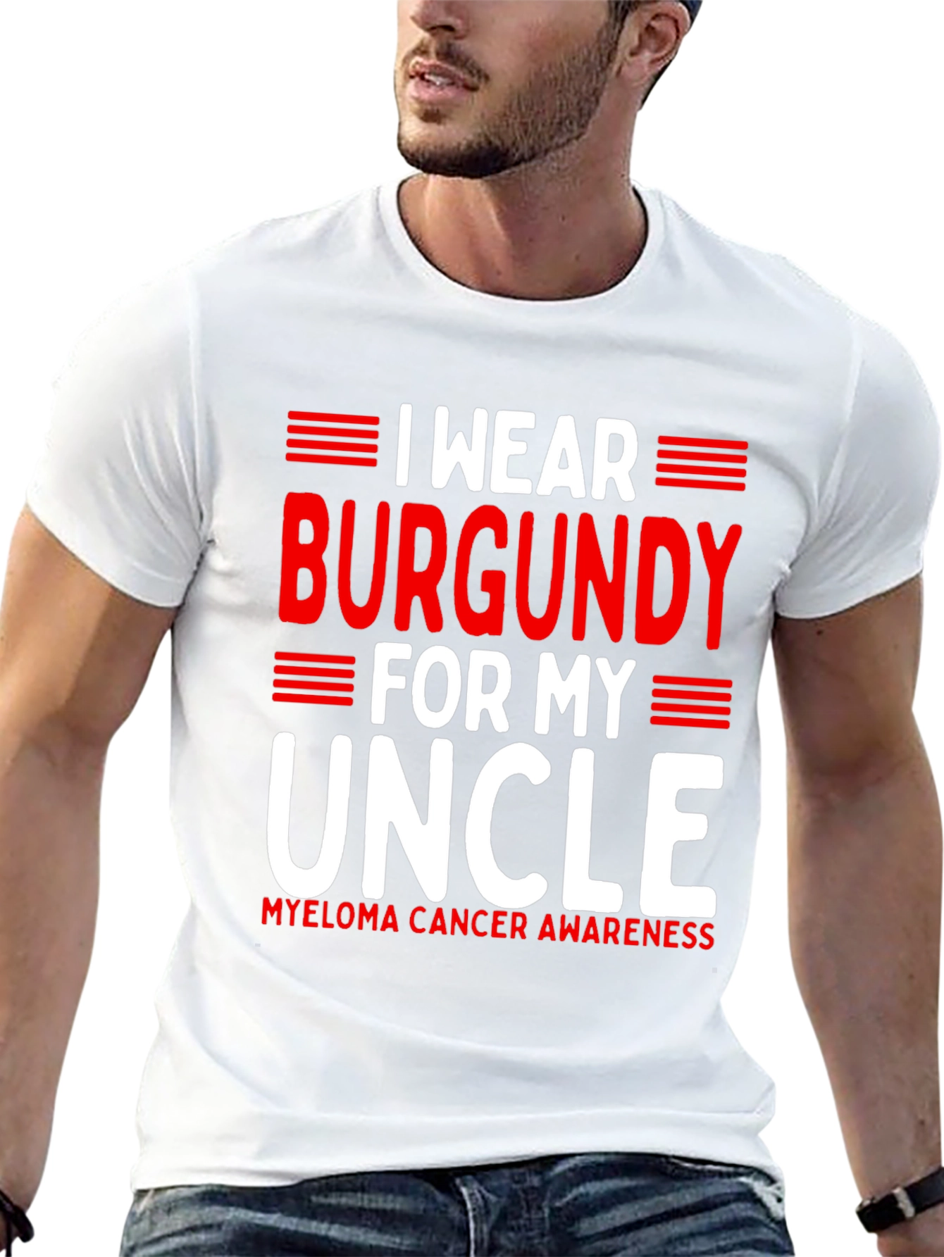 Burgundy Uncle Cancer Awareness Tee
