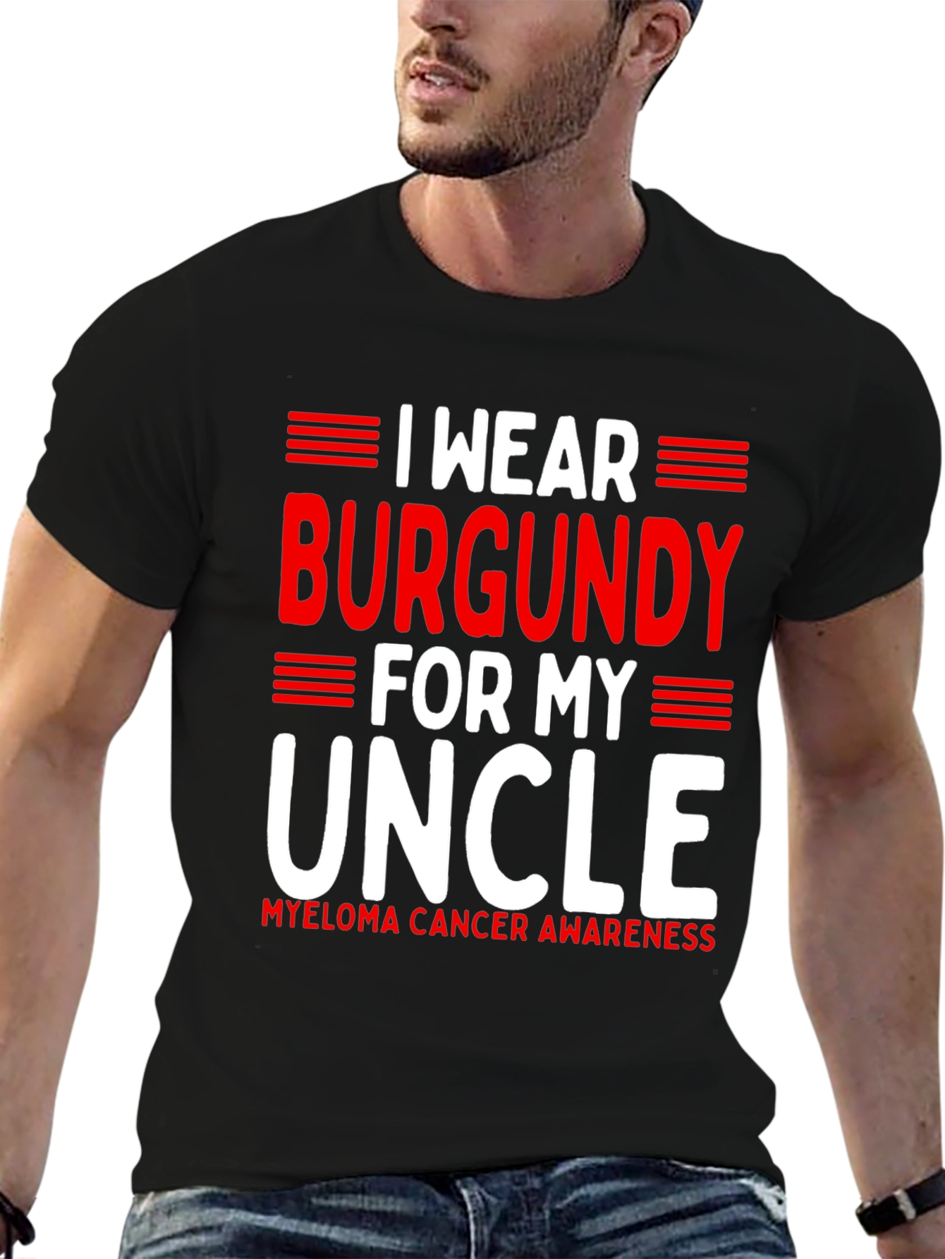 Burgundy Uncle Cancer Awareness Tee