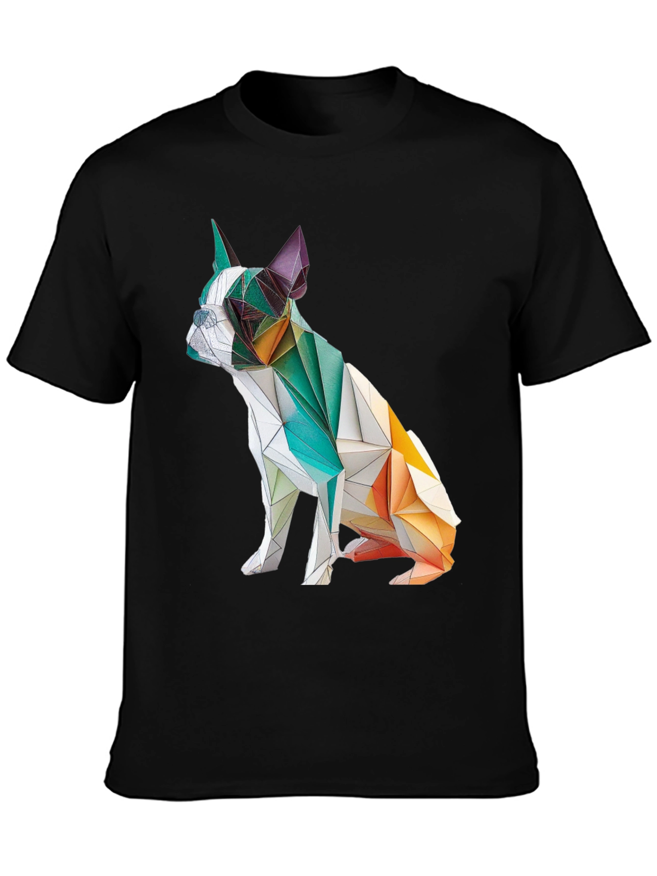Geometric Dog Graphic Tee - Modern Art Shirt