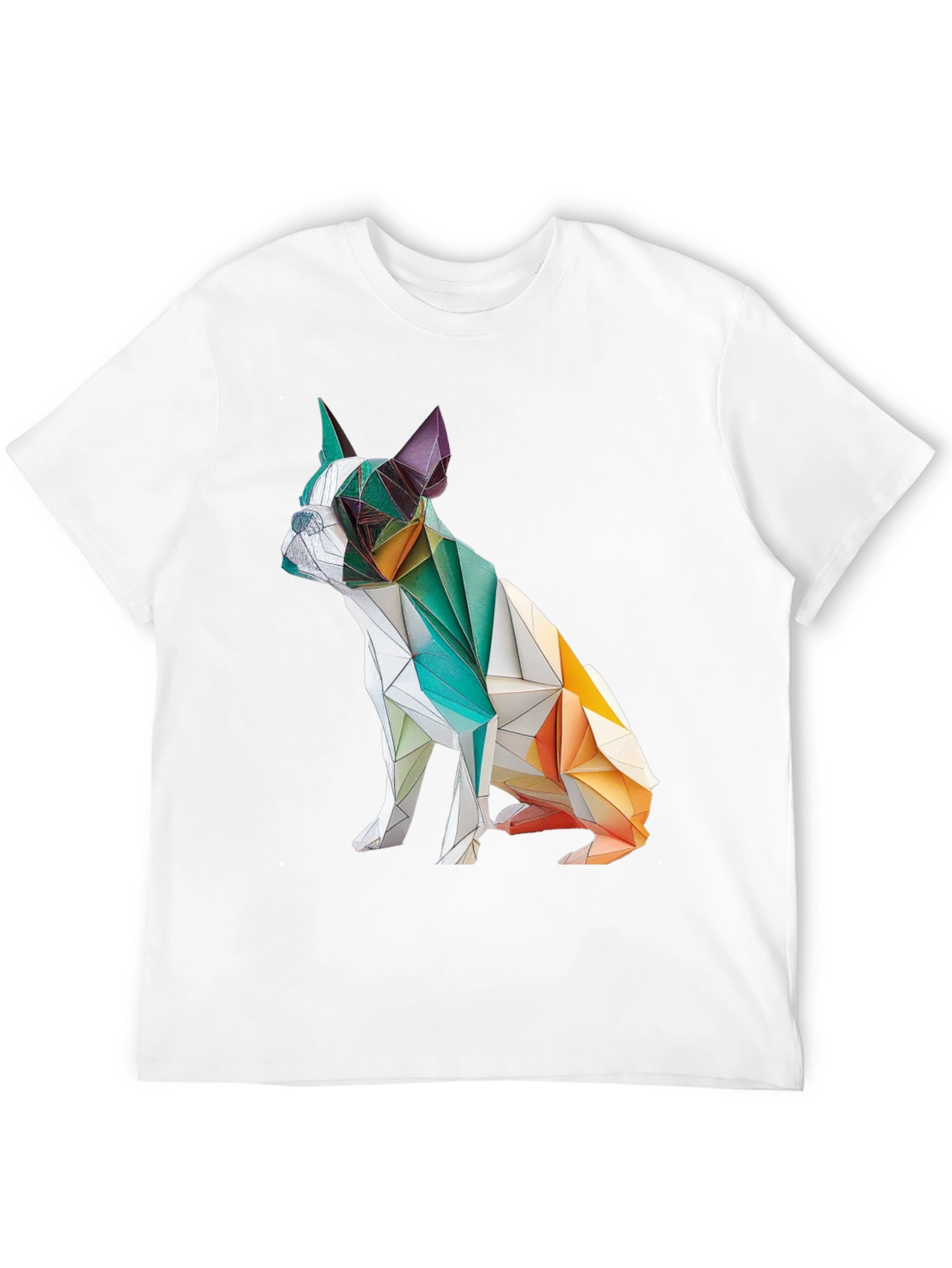 Geometric Dog Graphic Tee - Modern Art Shirt