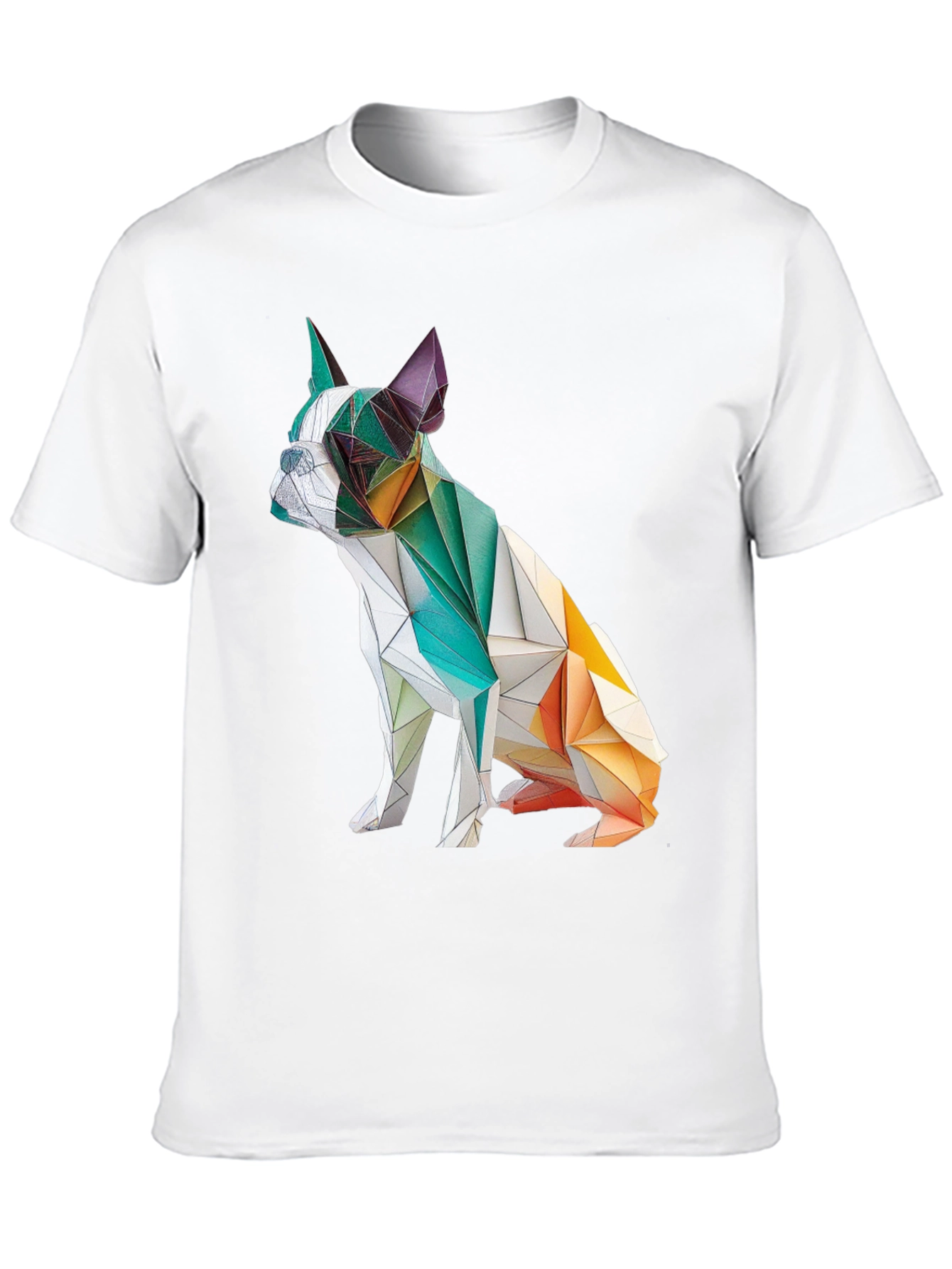 Geometric Dog Graphic Tee - Modern Art Shirt