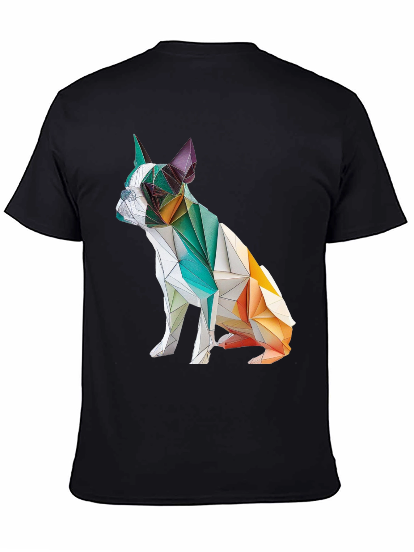 Geometric Dog Graphic Tee - Modern Art Shirt