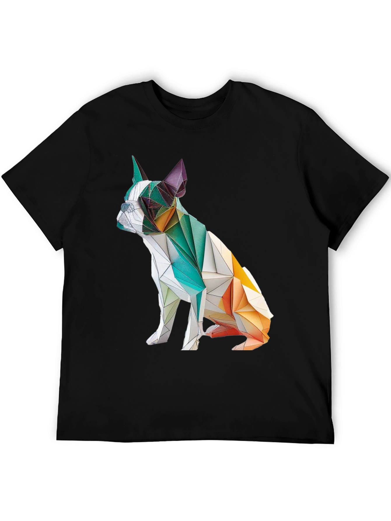 Geometric Dog Graphic Tee - Modern Art Shirt