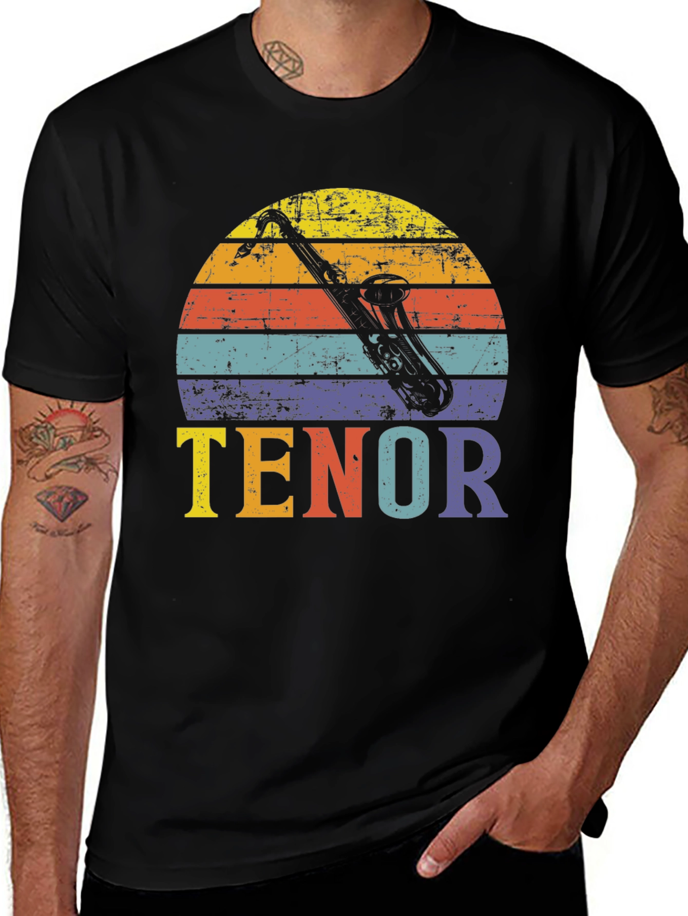 Retro Tenor Saxophone T-Shirt - Music Lover Gift