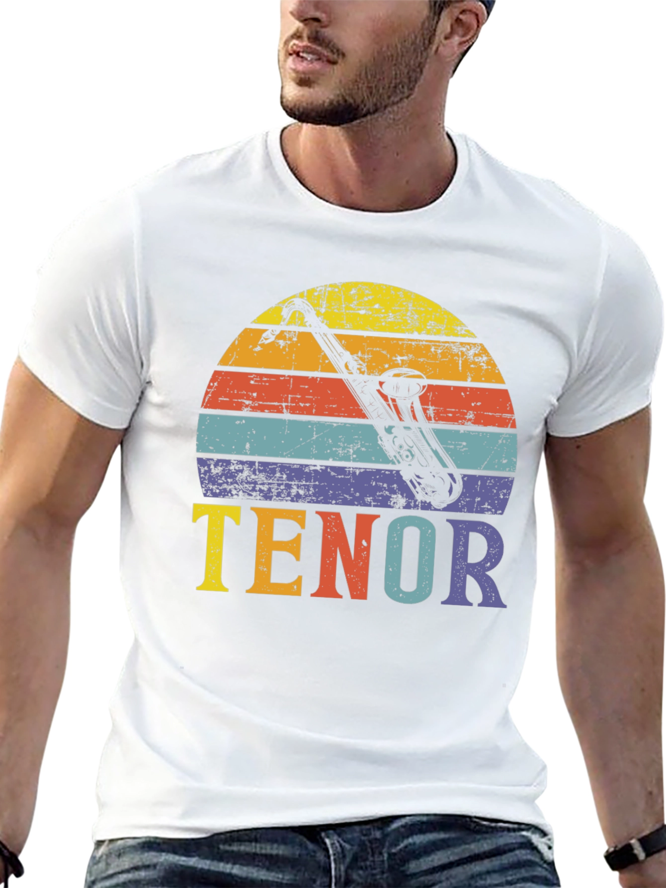 Retro Tenor Saxophone T-Shirt - Music Lover Gift