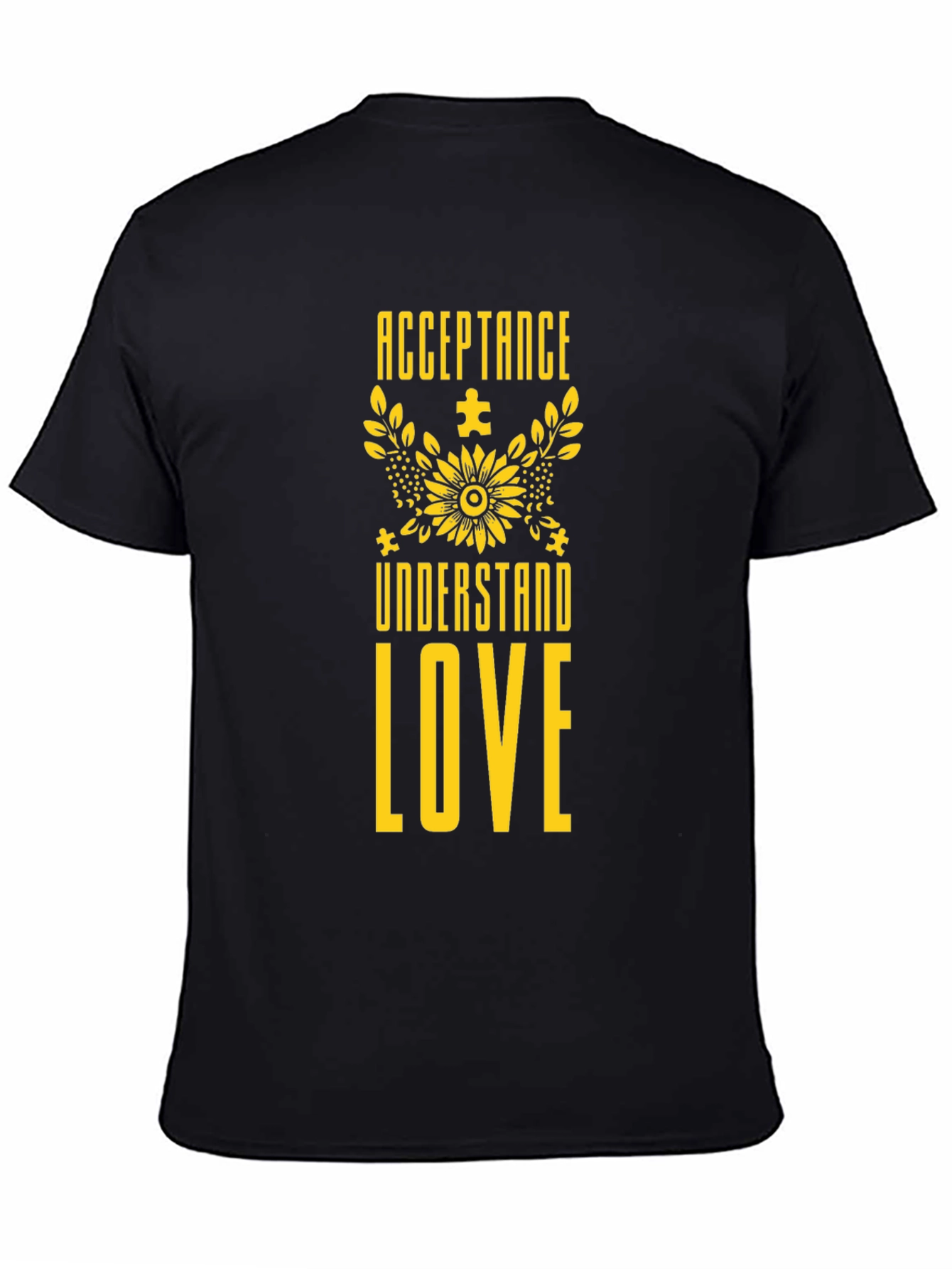 Acceptance Understand Love Black Tee - Autism Awareness