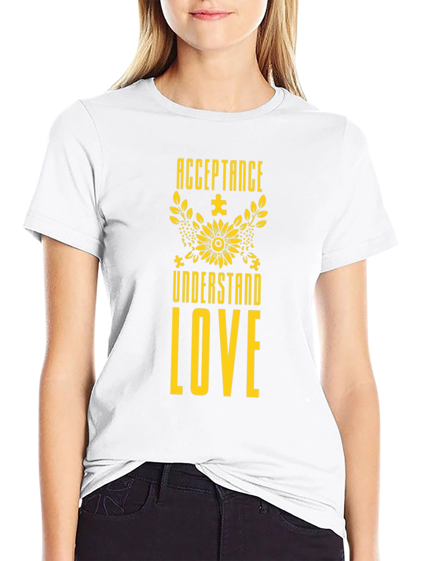 Acceptance Understand Love Black Tee - Autism Awareness