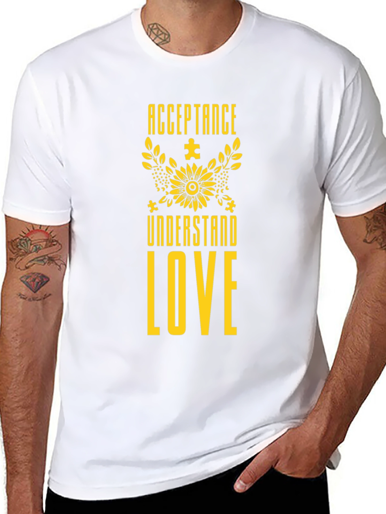 Acceptance Understand Love Black Tee - Autism Awareness