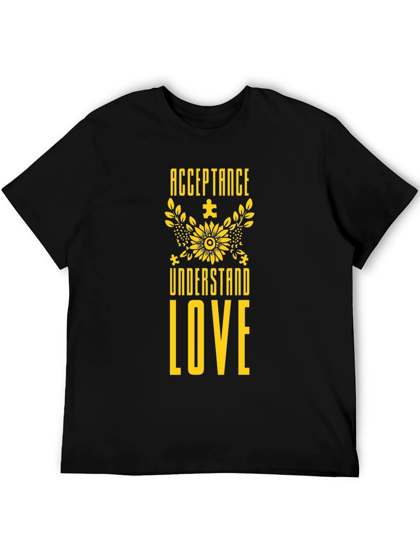 Acceptance Understand Love Black Tee - Autism Awareness