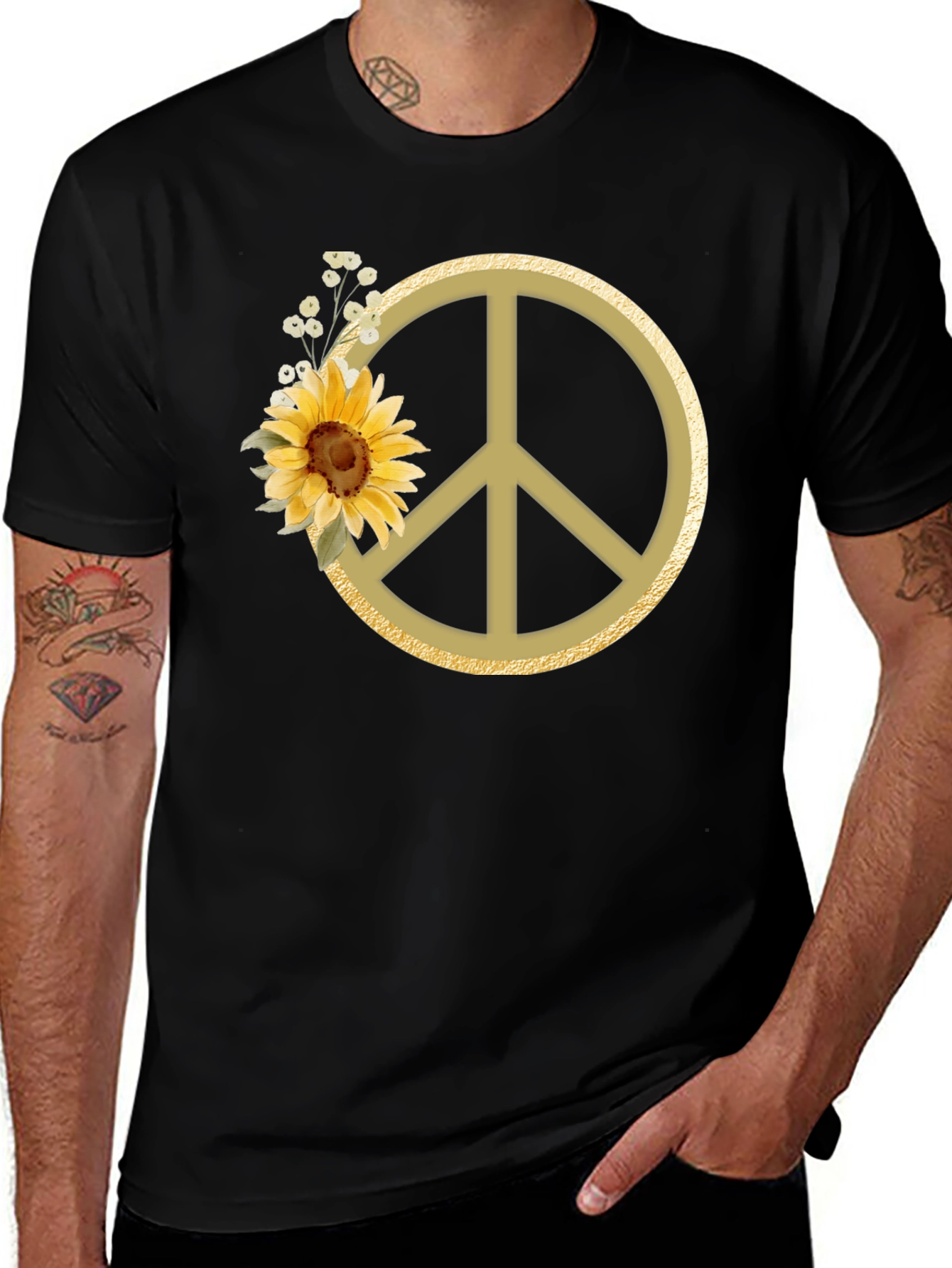 Sunflower Peace Sign Graphic Tee