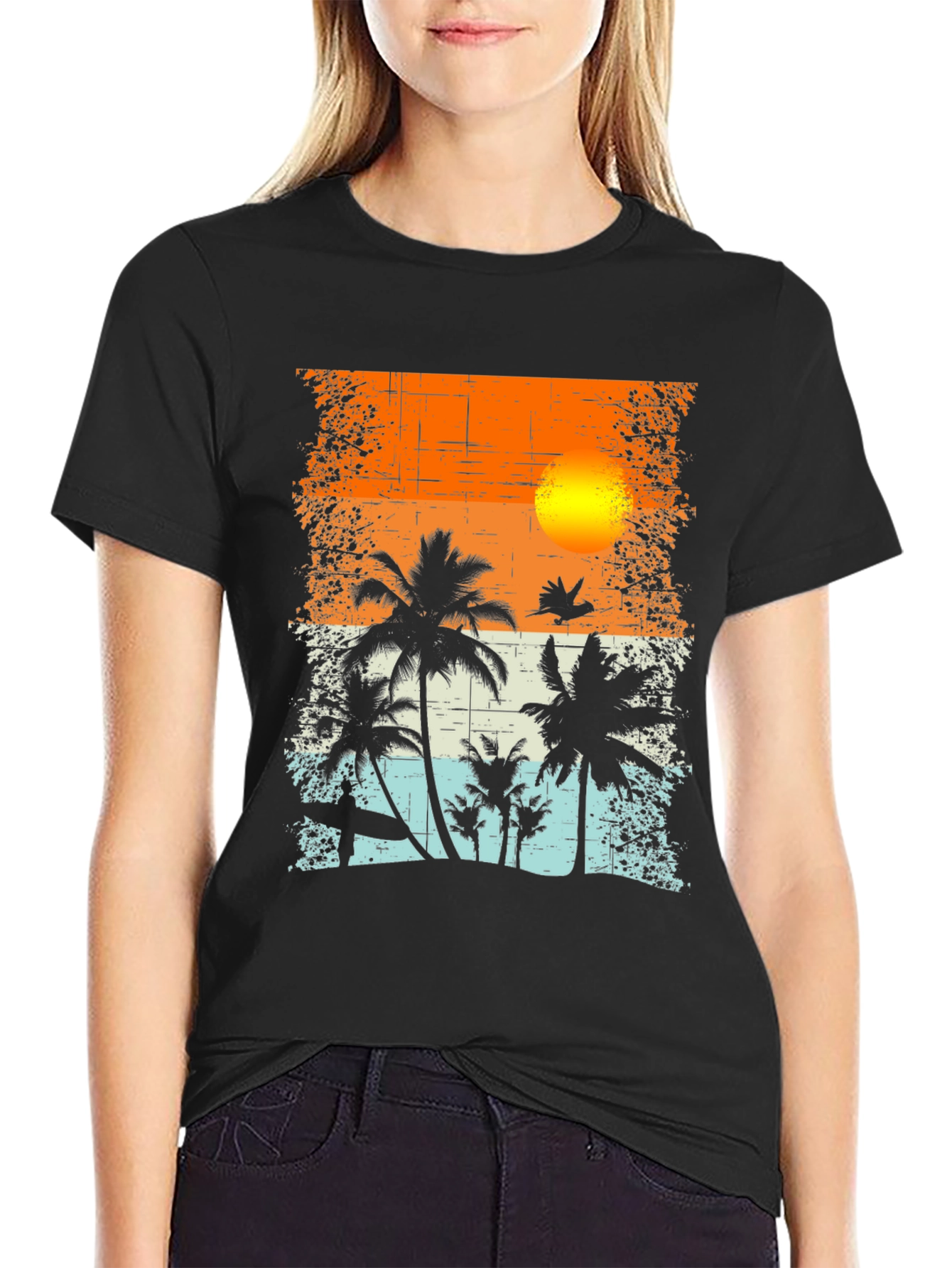 Tropical Sunset Graphic T-Shirt
