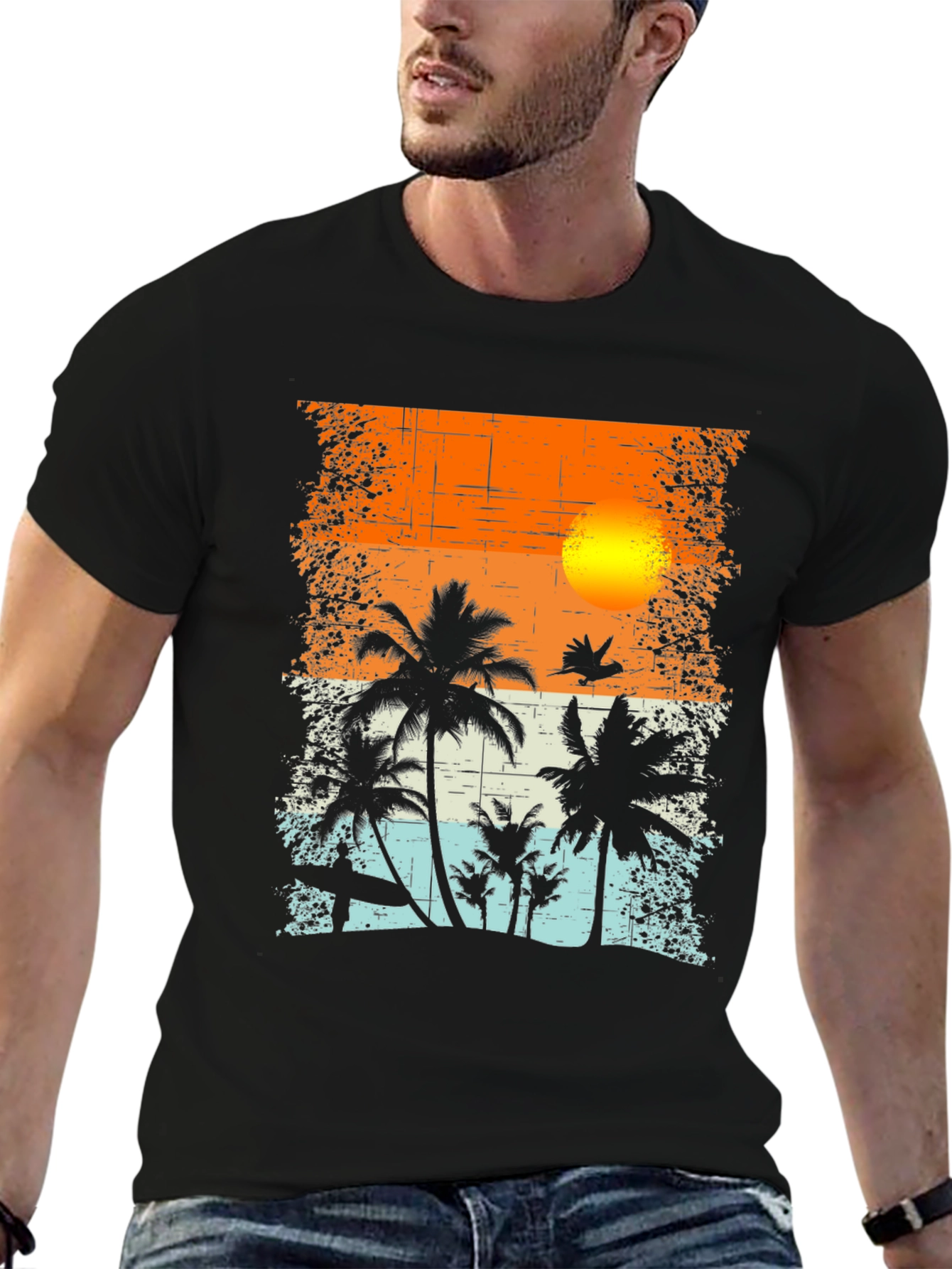 Tropical Sunset Graphic T-Shirt