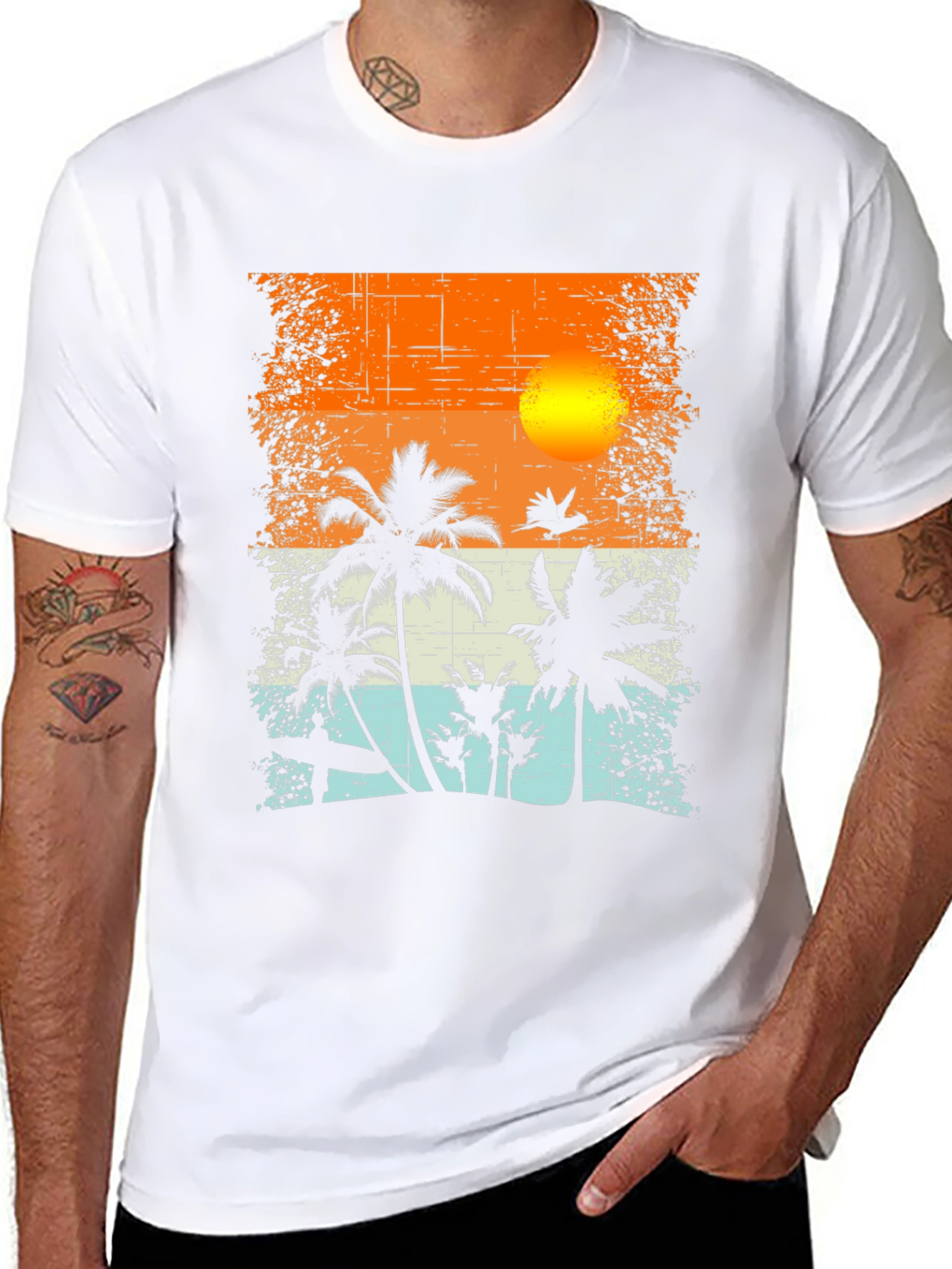 Tropical Sunset Graphic T-Shirt