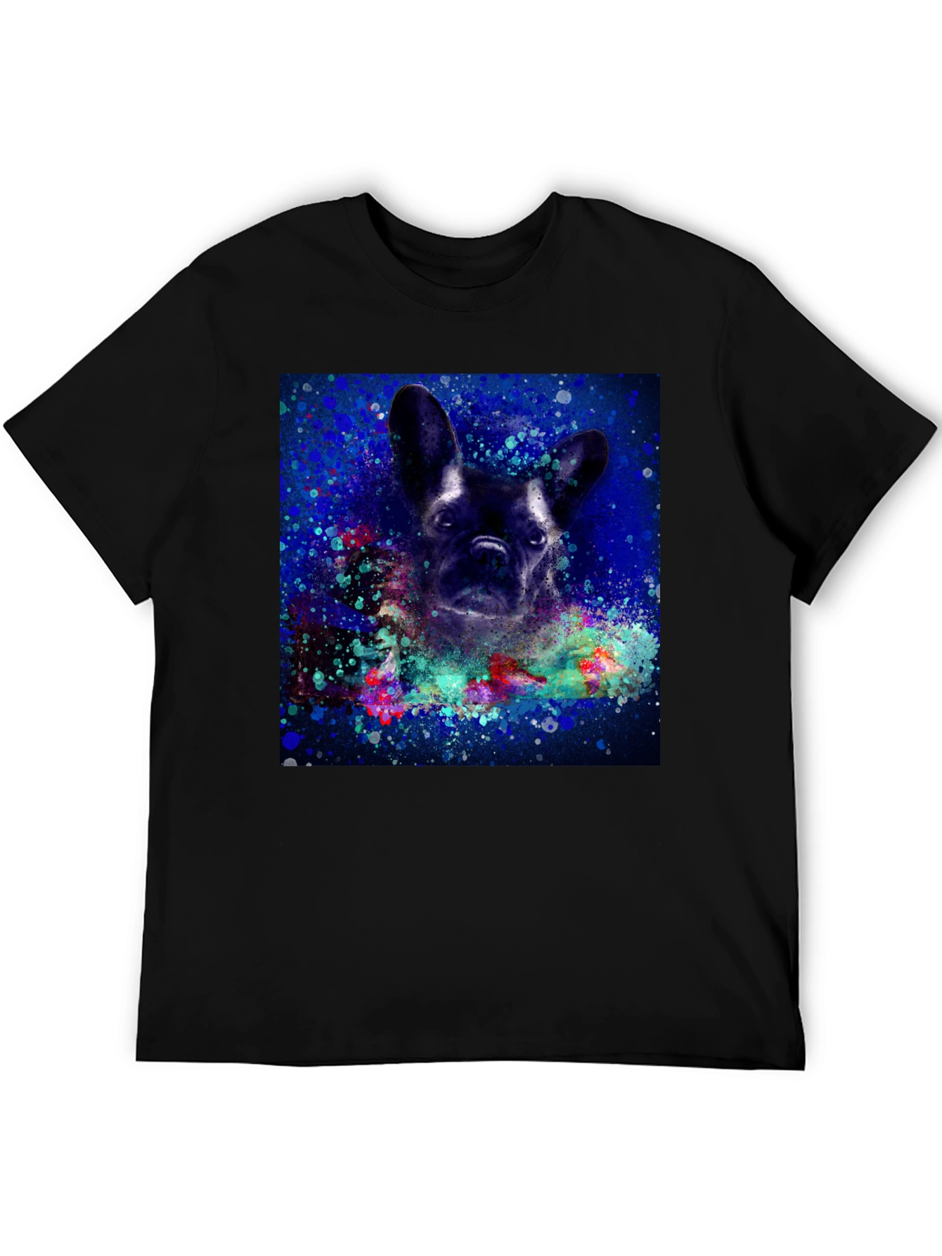 French Bulldog Artistic Graphic Tee - Black Cotton