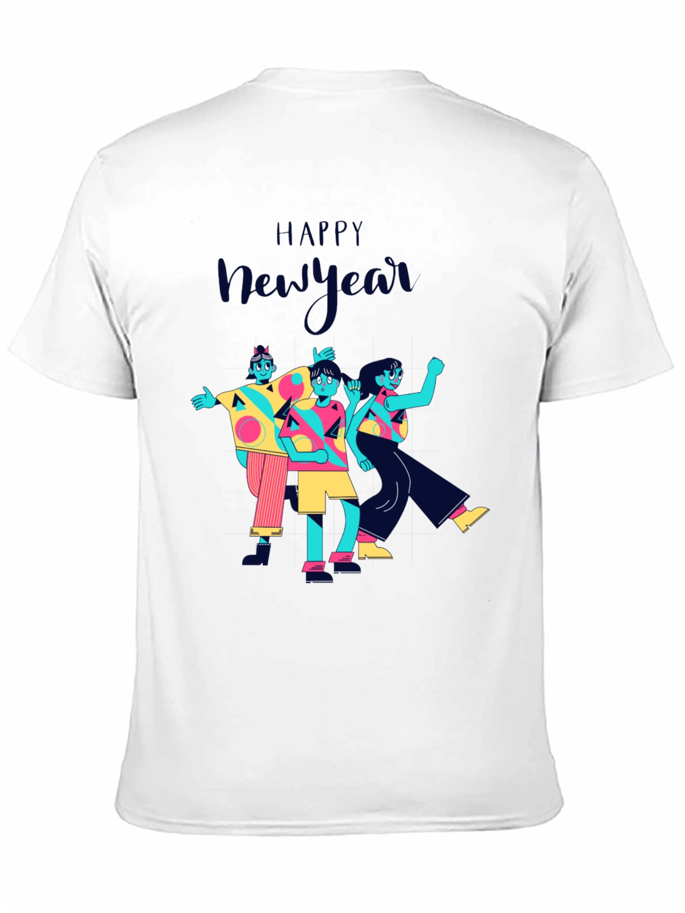 Happy New Year Graphic Print Black T-Shirt