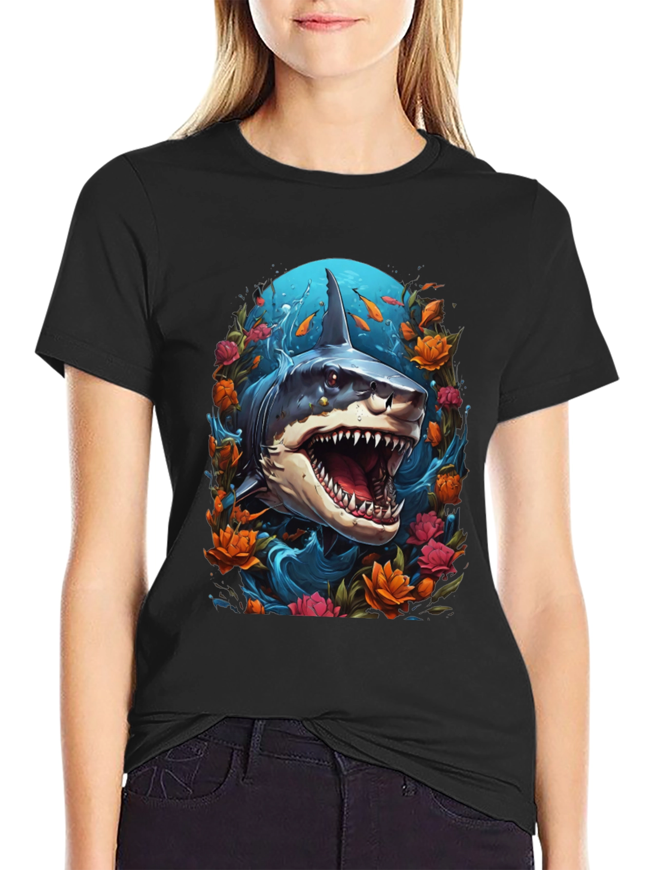 Shark Floral Graphic Tee