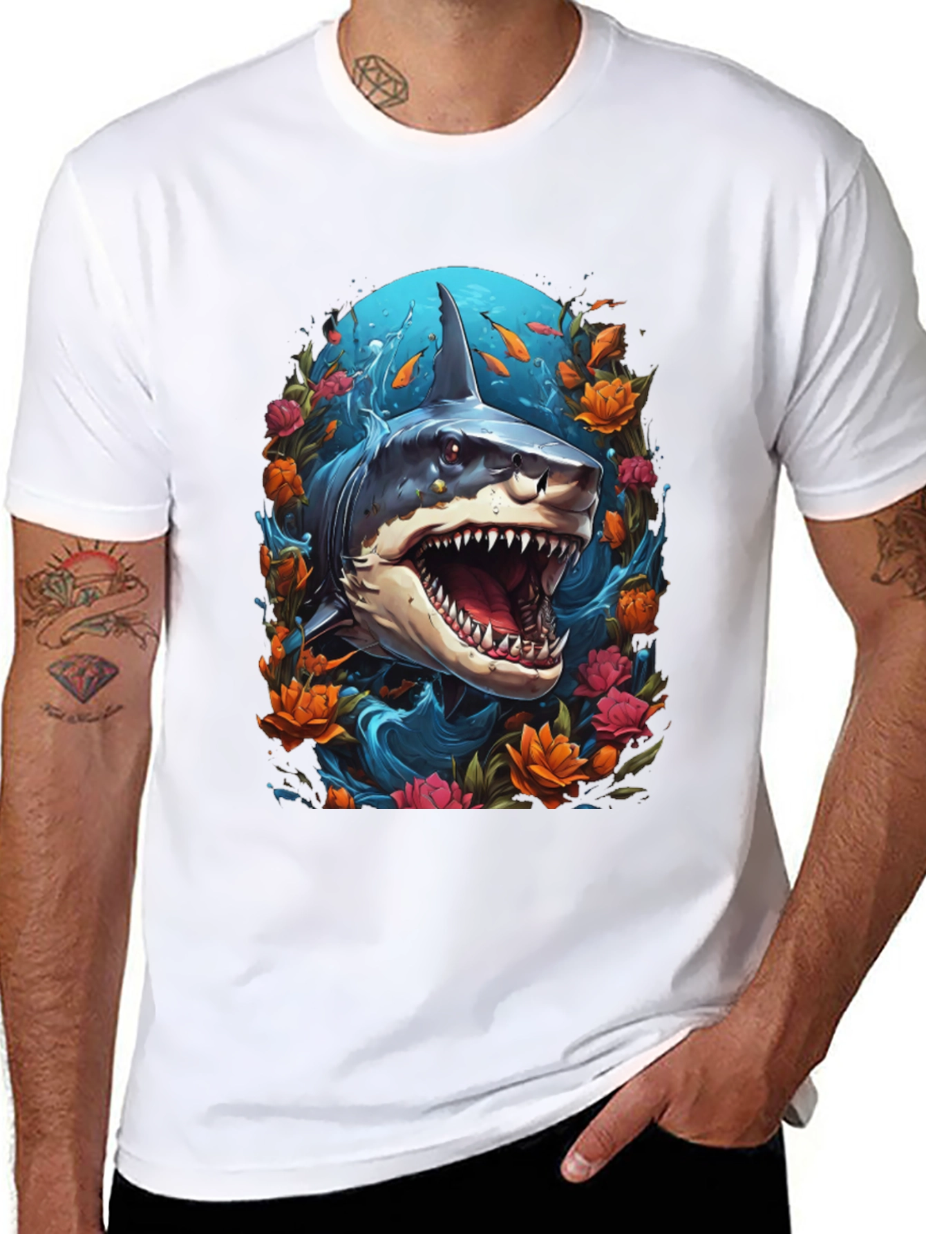 Shark Floral Graphic Tee
