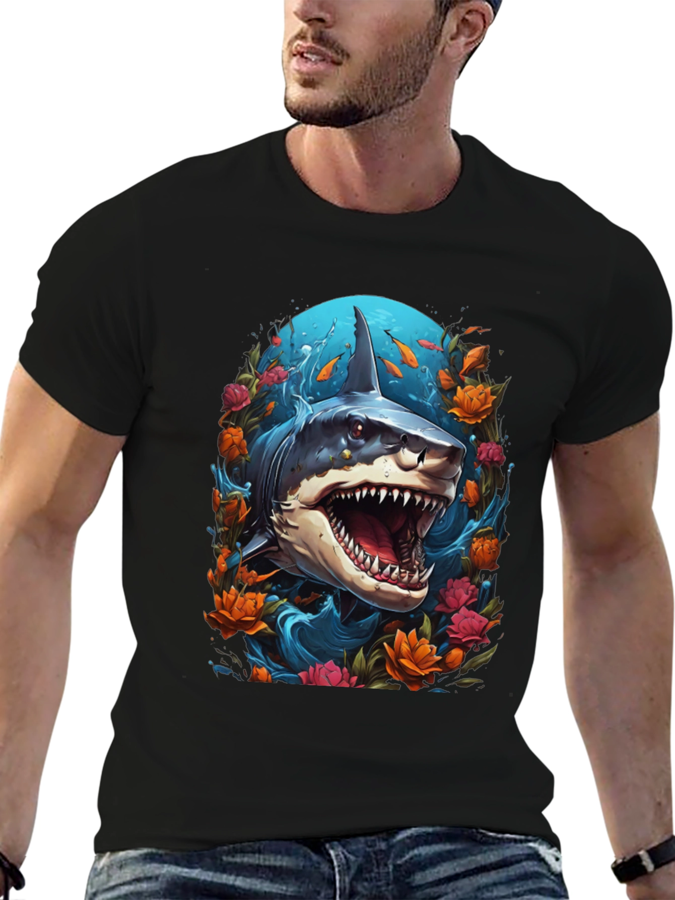 Shark Floral Graphic Tee