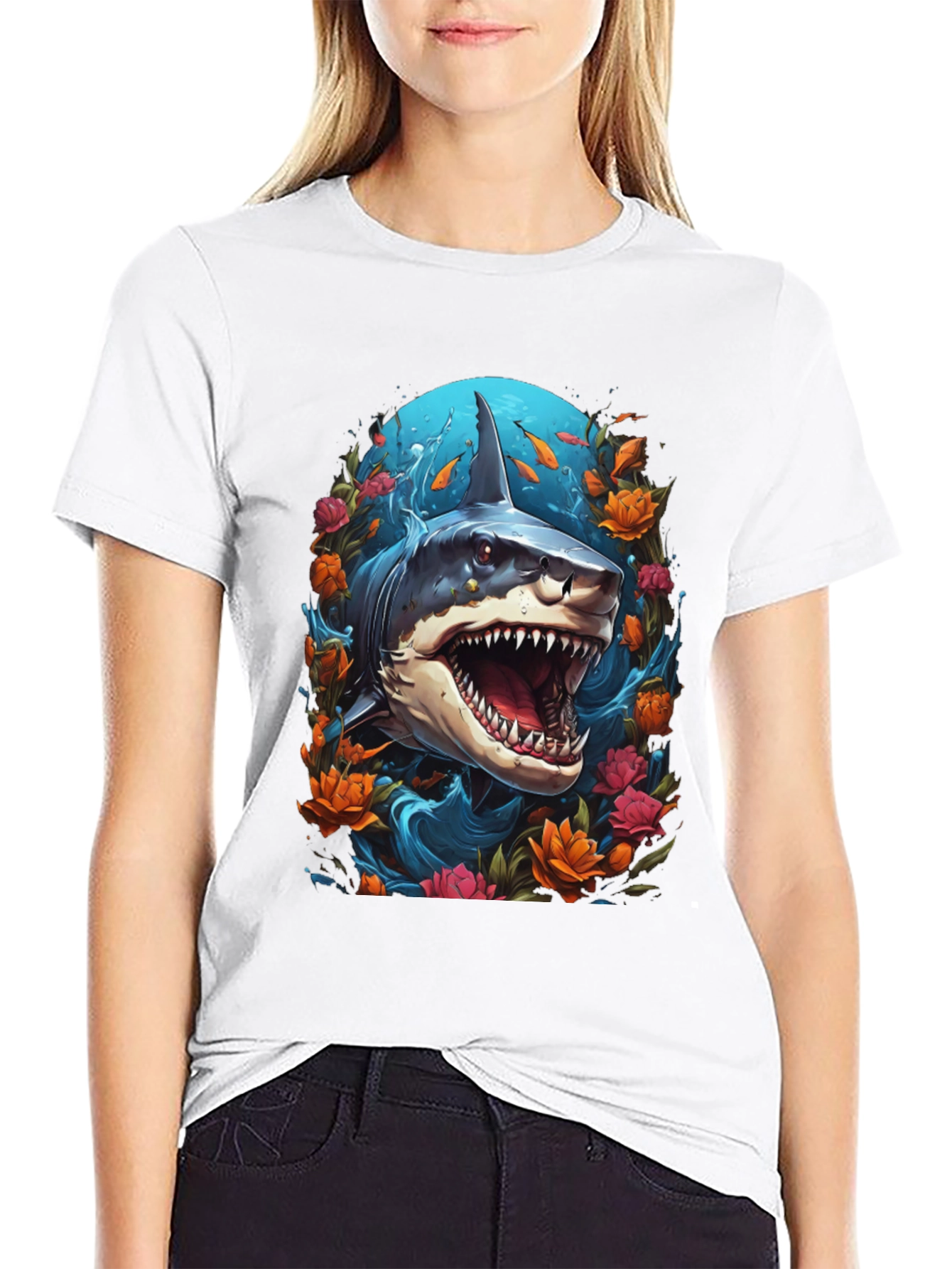 Shark Floral Graphic Tee