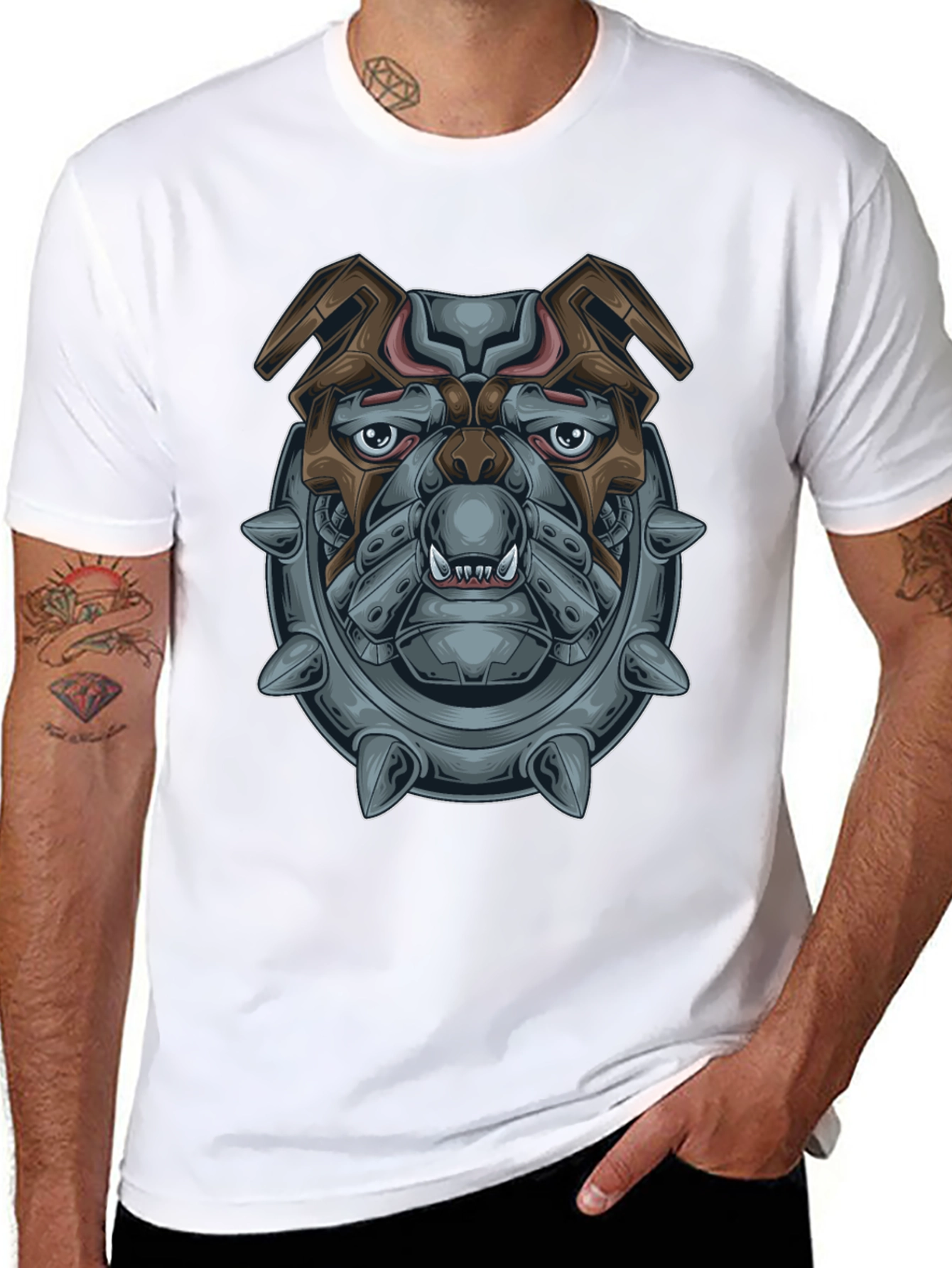 Cyberpunk Bulldog Graphic T-Shirt