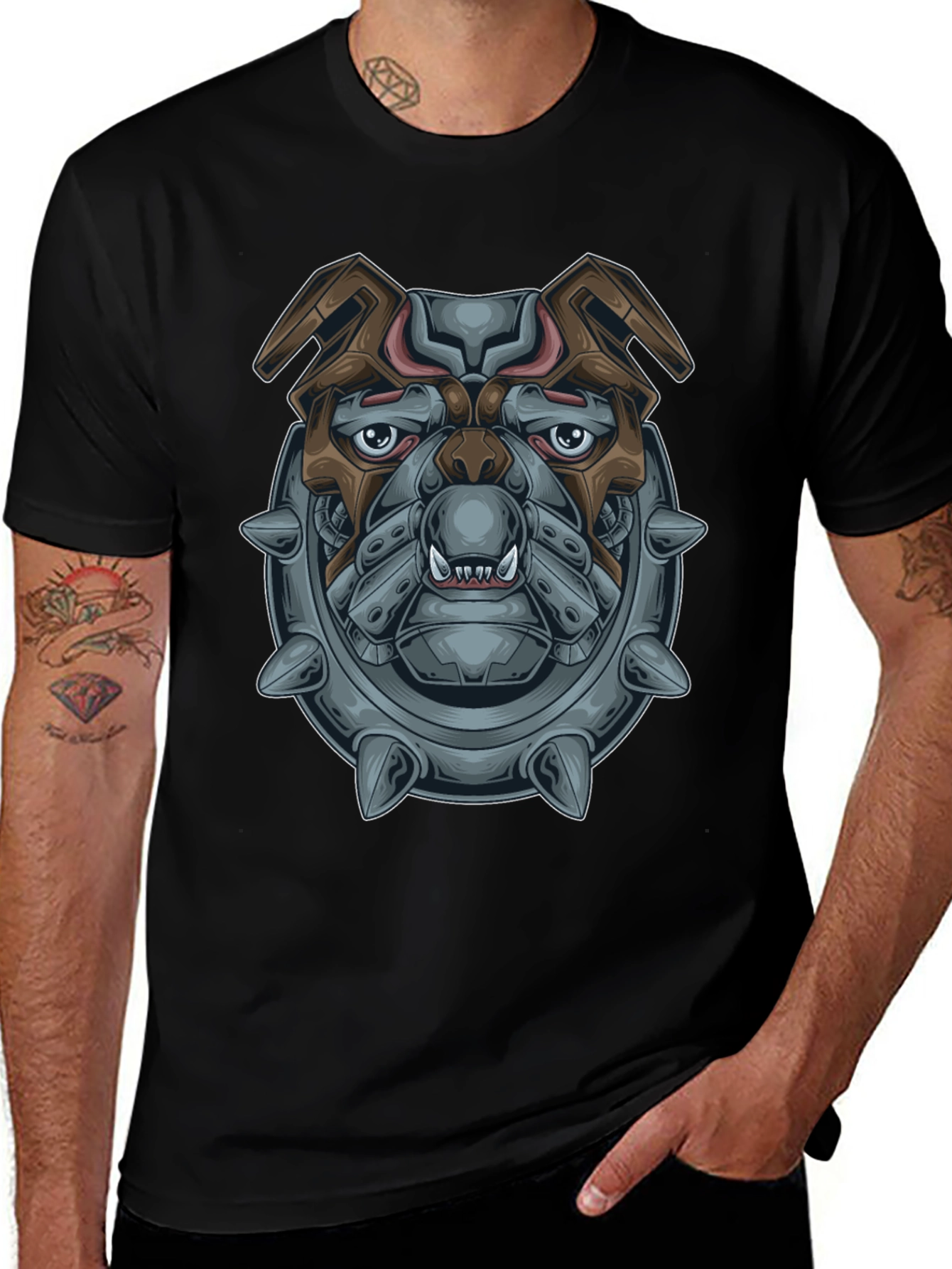 Cyberpunk Bulldog Graphic T-Shirt