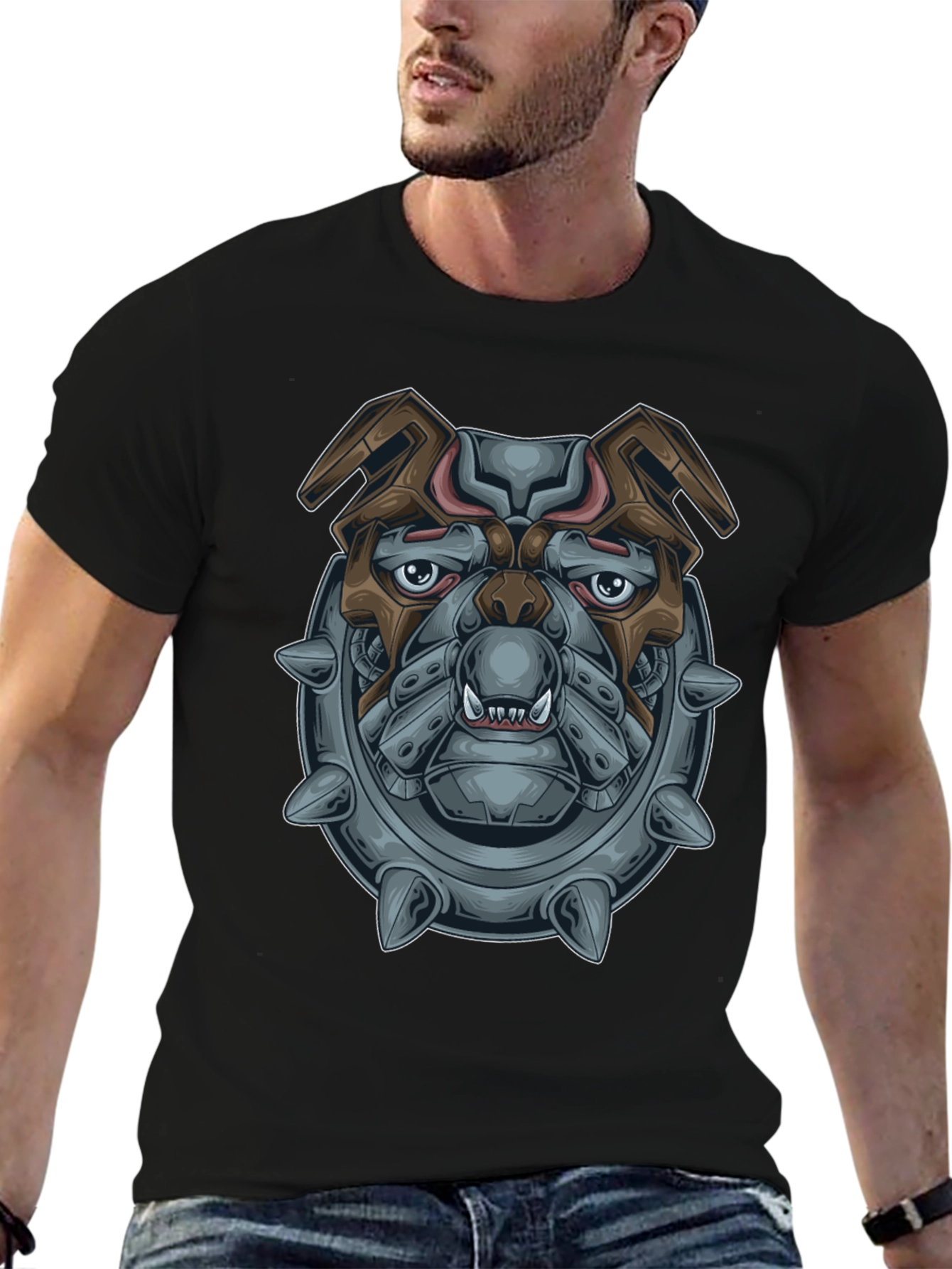 Cyberpunk Bulldog Graphic T-Shirt
