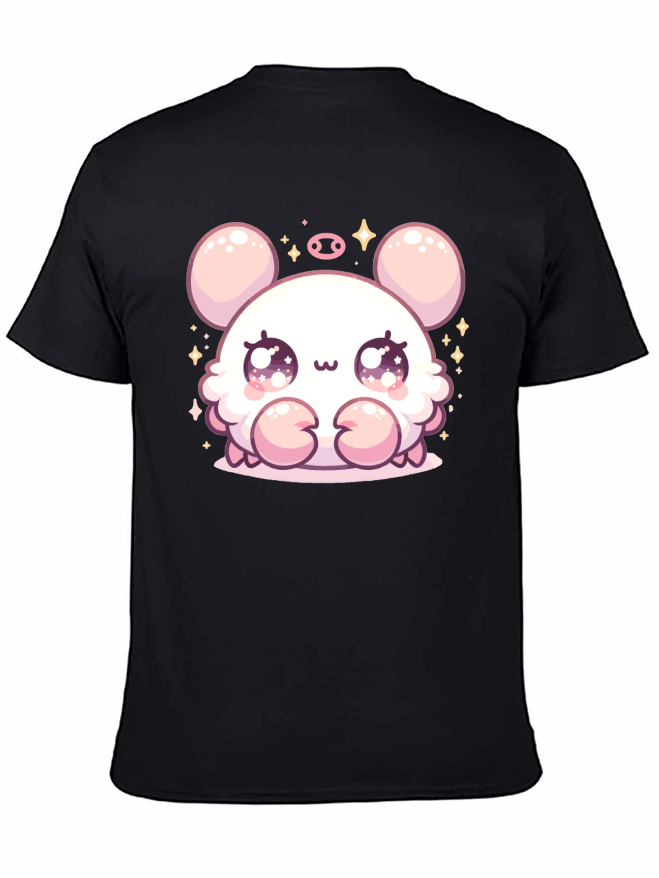 Cute Cartoon Crab Graphic Black Tee