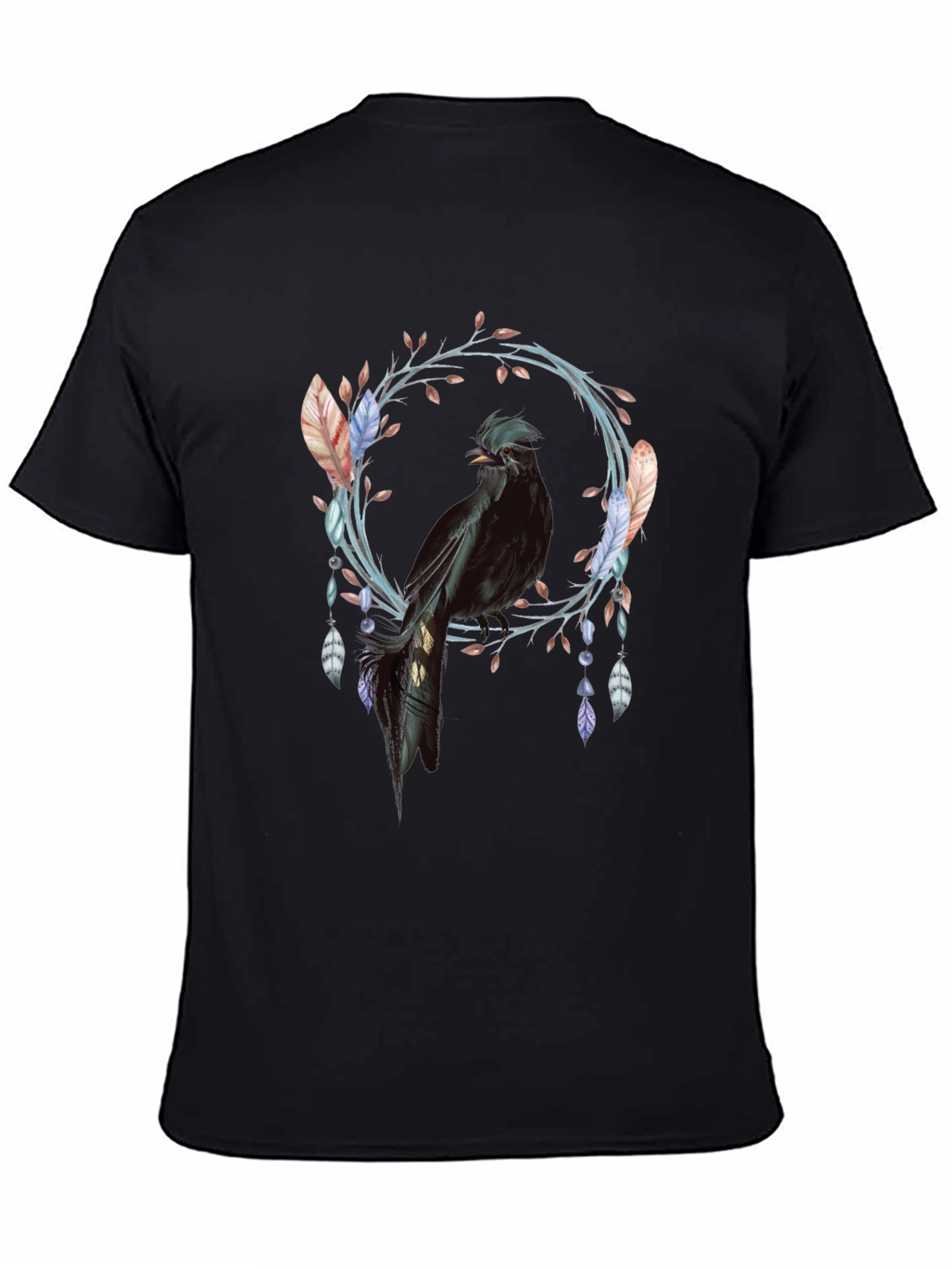 Black Bird Feather Wreath Graphic Tee