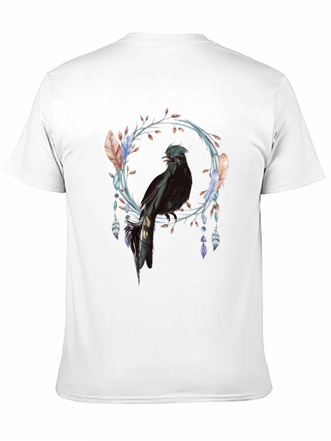 Black Bird Feather Wreath Graphic Tee