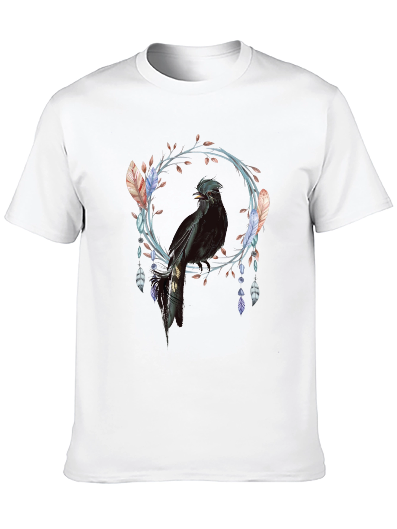 Black Bird Feather Wreath Graphic Tee