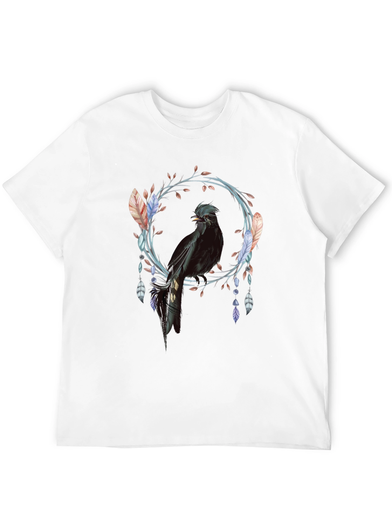 Black Bird Feather Wreath Graphic Tee