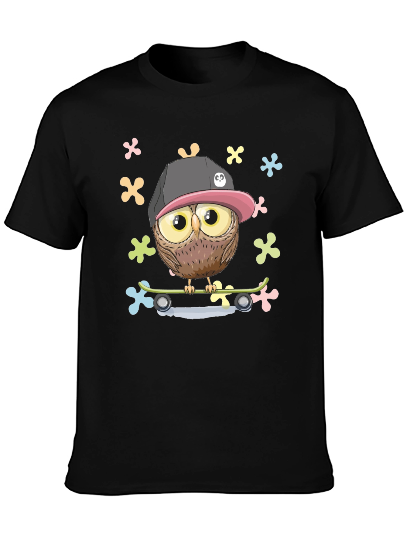 Cool Owl on Skateboard Graphic T-Shirt